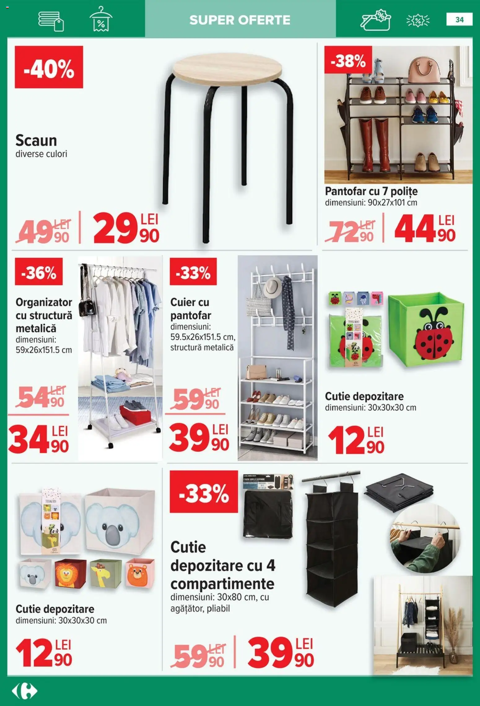 Catalog Carrefour 14 Ianuarie - 9 Februarie 2026 | Pagina 34 | Produse: Scaun, Pantofar, Cutie