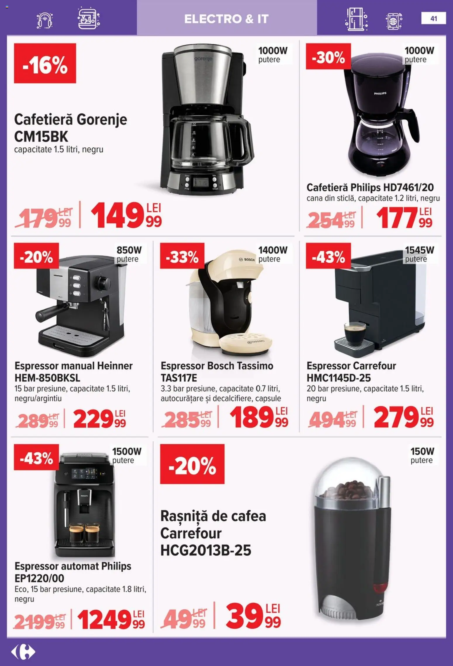 Catalog Carrefour 14 Ianuarie - 9 Februarie 2026 | Pagina 41 | Produse: Espressor, Enginar, Cafetieră, Cafea