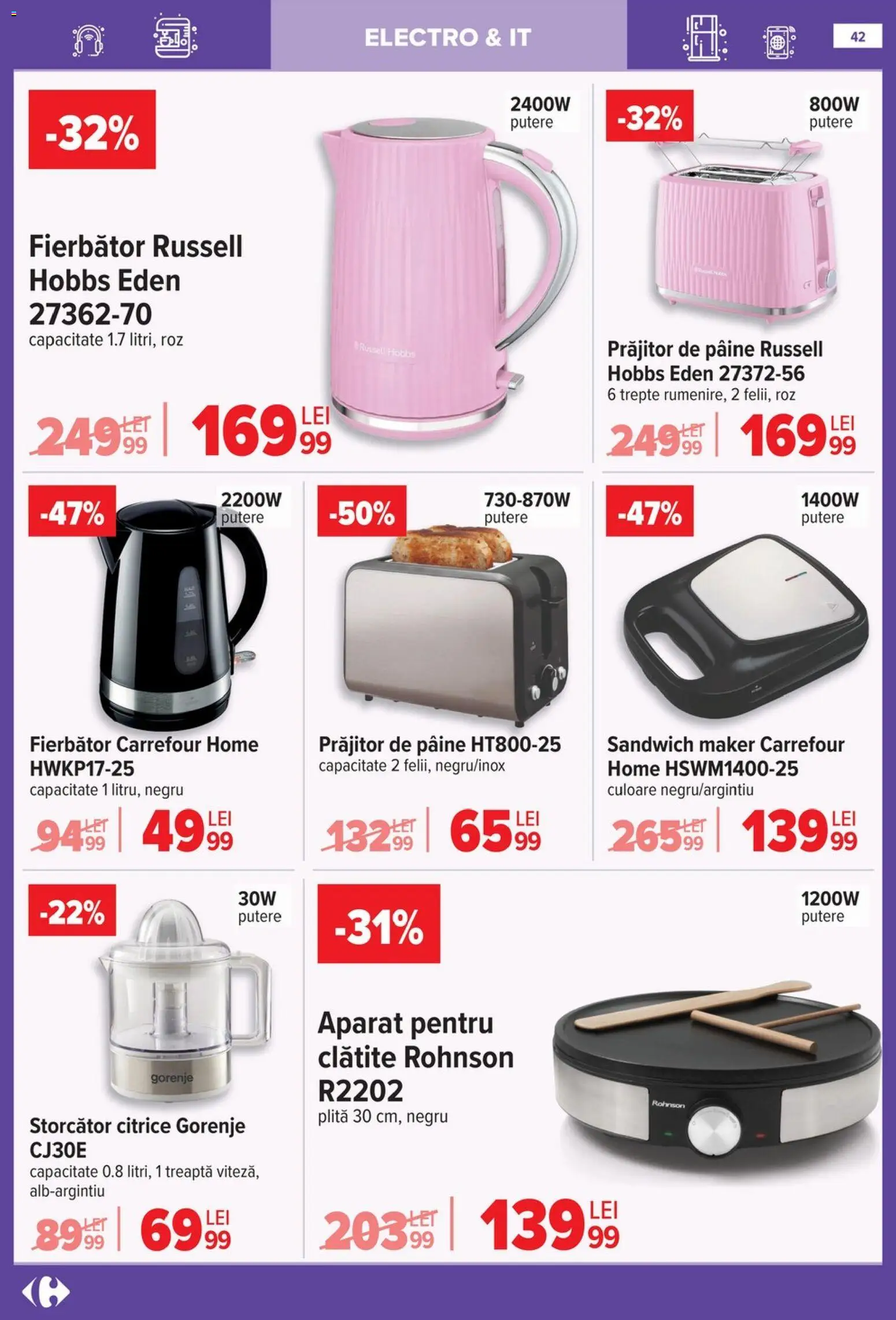 Catalog Carrefour 14 Ianuarie - 9 Februarie 2026 | Pagina 42 | Produse: Plită, Storcător, Clătite, Pâine