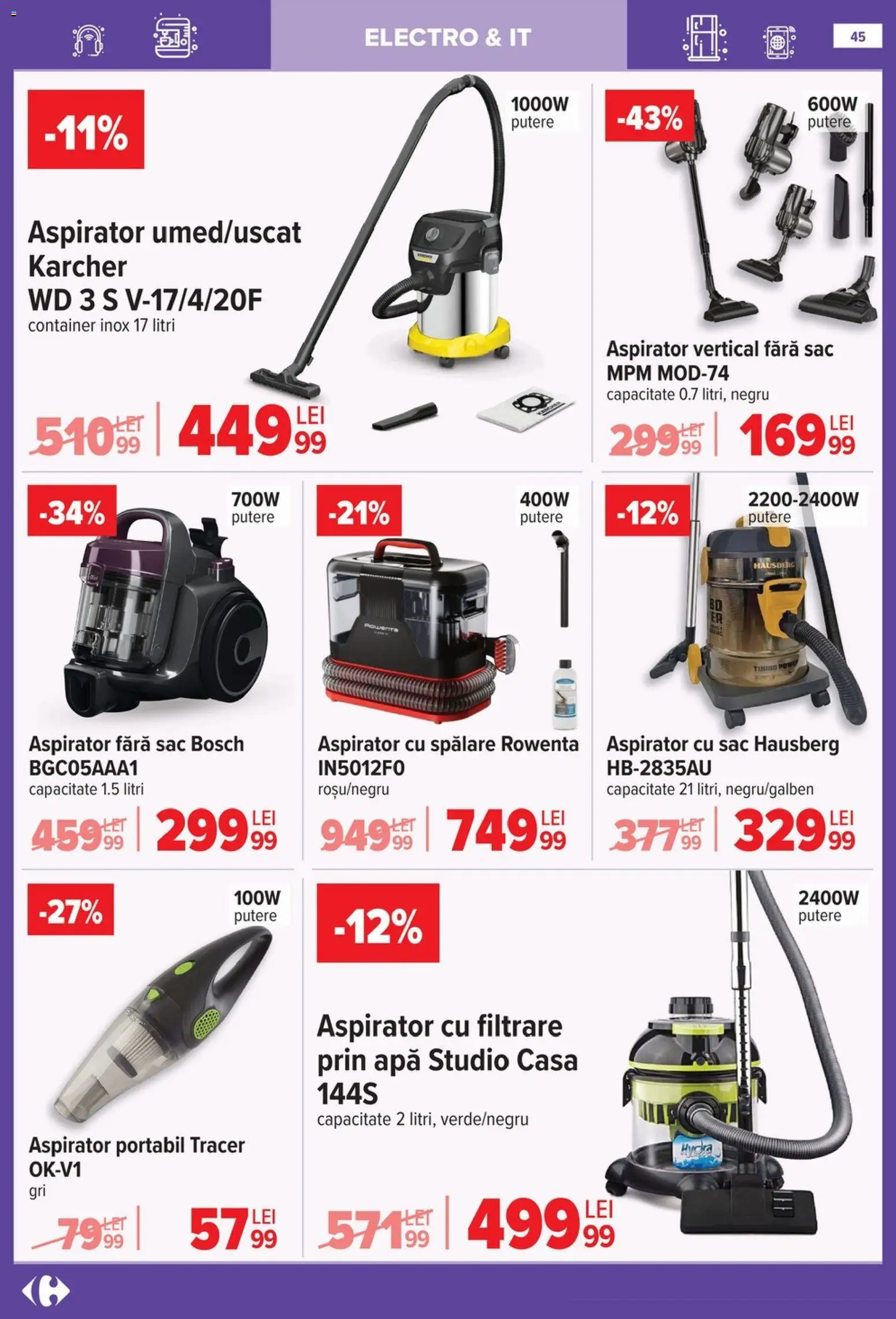 Catalog Carrefour 14 Ianuarie - 9 Februarie 2026 | Pagina 45 | Produse: Aspirator, Apă