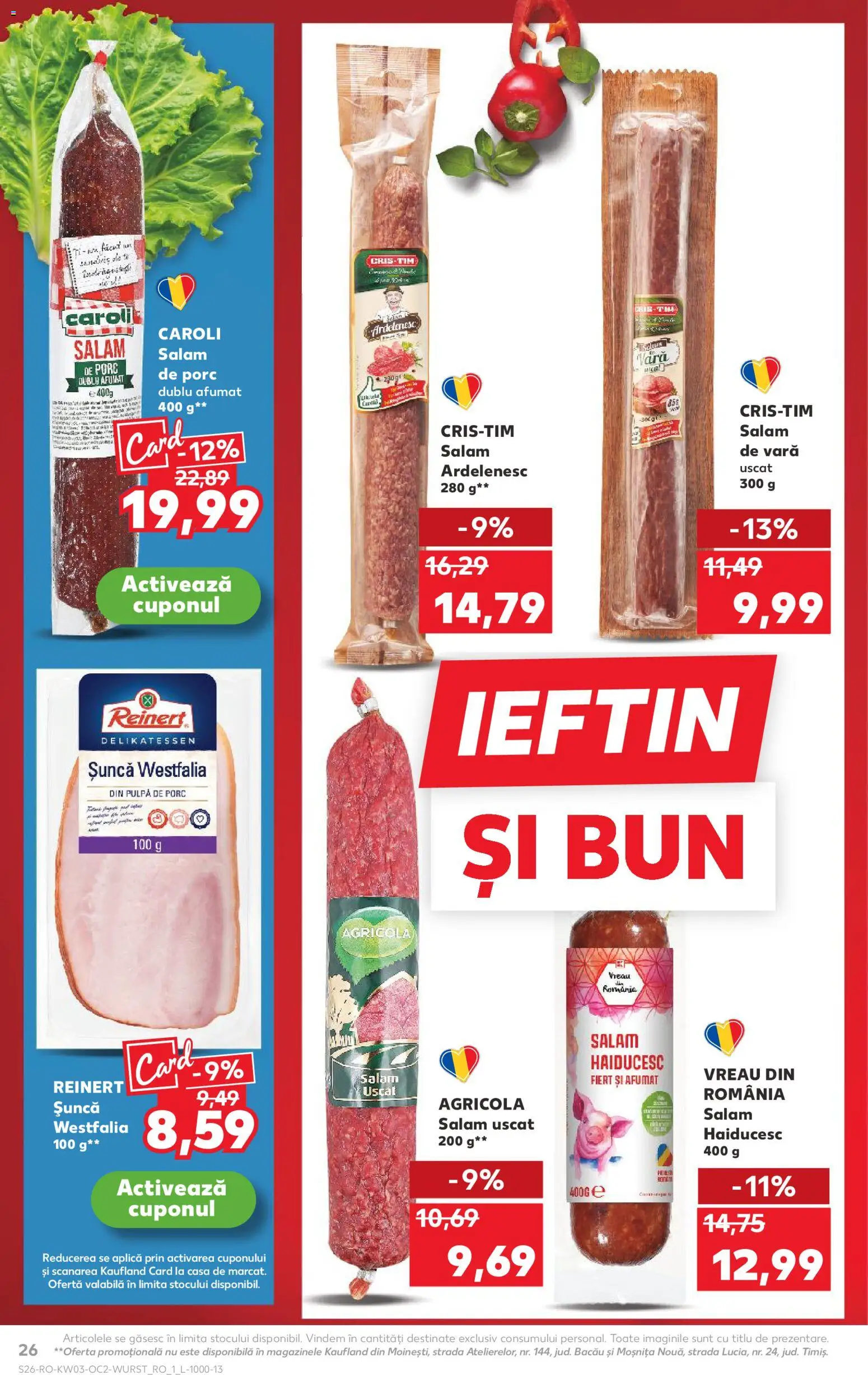 Catalog Kaufland 14 - 19 Ianuarie 2026 | Pagina 26 | Produse: Salam, Șuncă