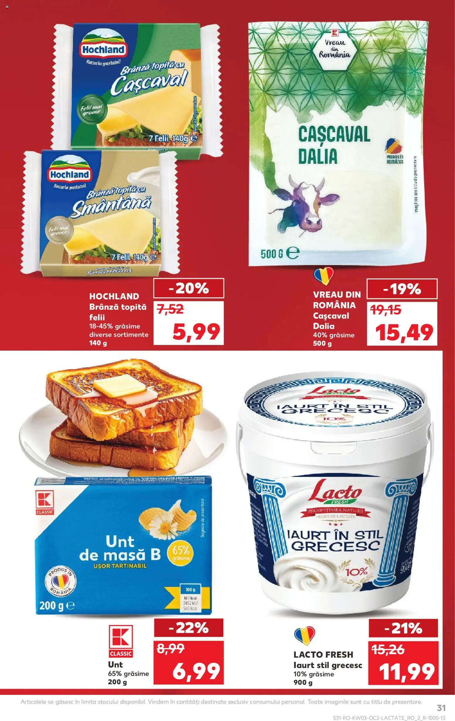 Catalog Kaufland 14 - 19 Ianuarie 2026 | Pagina 31 | Produse: Masă, Cașcaval, Unt, Smântână