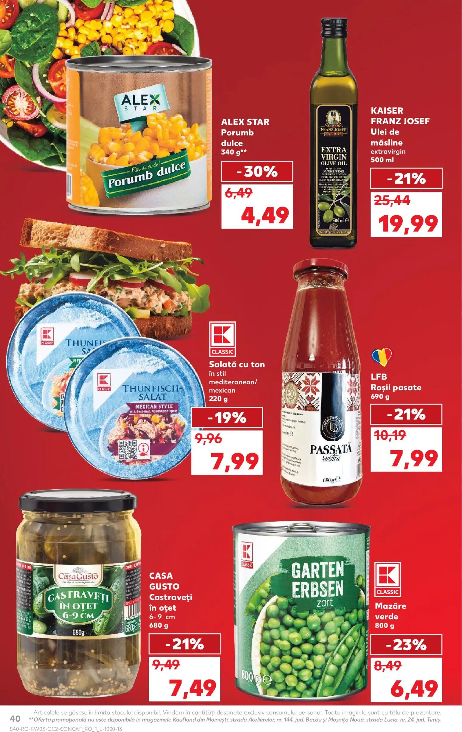 Catalog Kaufland 14 - 19 Ianuarie 2026 | Pagina 40 | Produse: Mazăre, Ulei, Castraveți, Porumb
