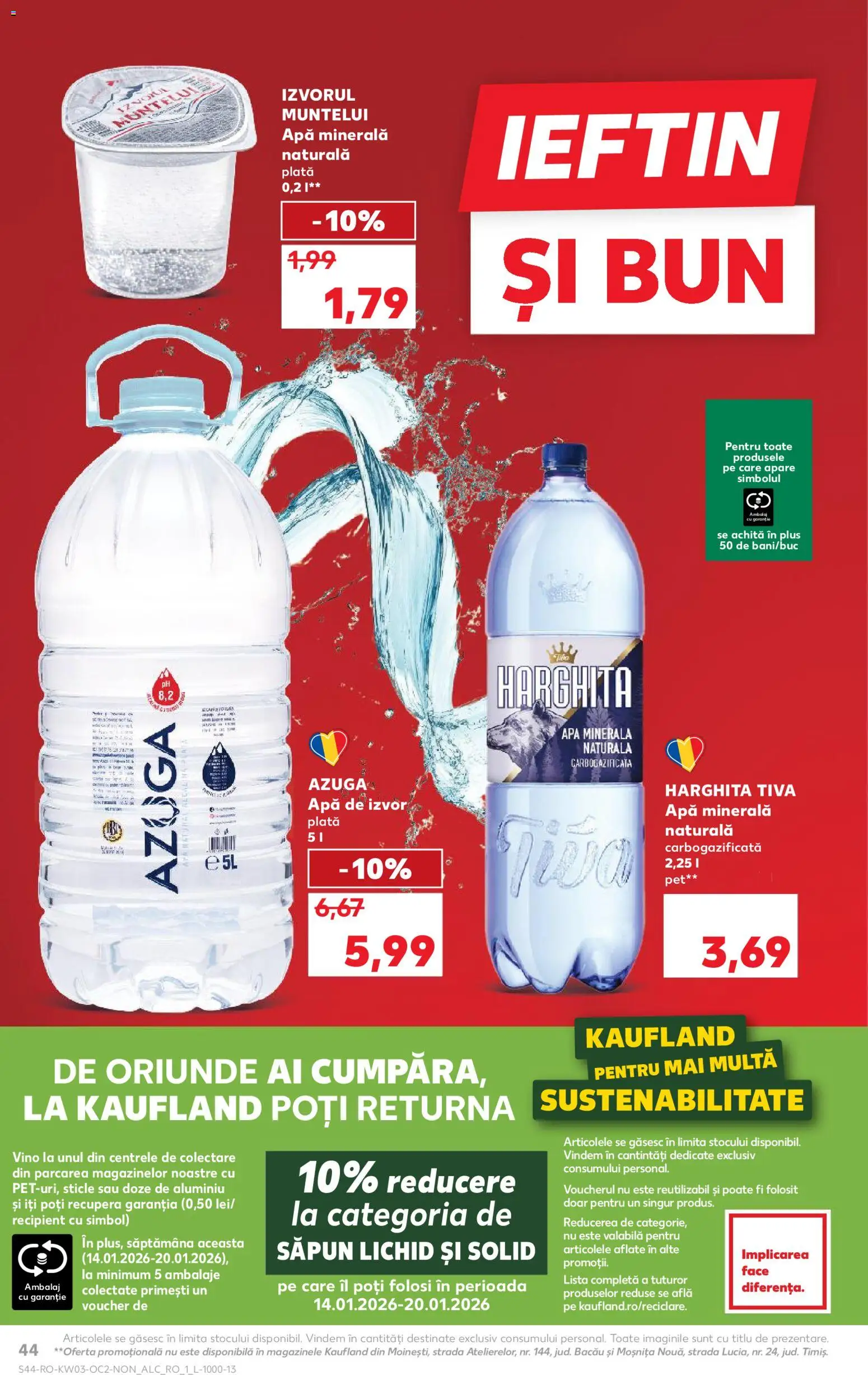 Catalog Kaufland 14 - 19 Ianuarie 2026 | Pagina 44 | Produse: Yazı tahtası kalemi, Săpun, Săpun lichid, Apă