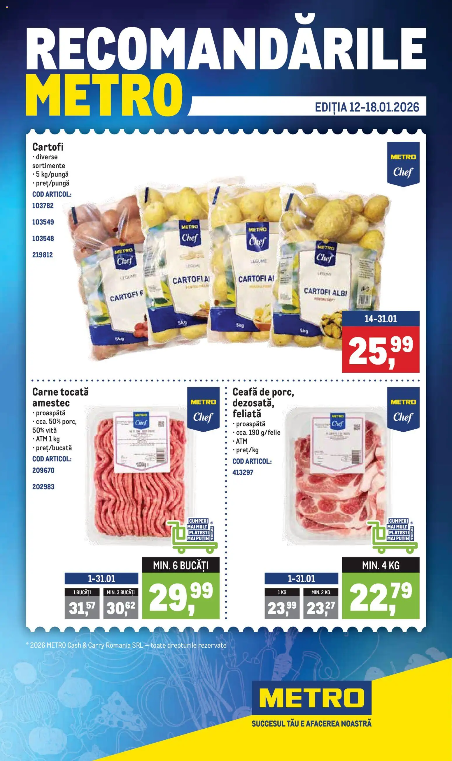 Catalog METRO 12 - 17 Ianuarie 2026 | Pagina 1 | Produse: Carne tocată, Cartofi, Legume