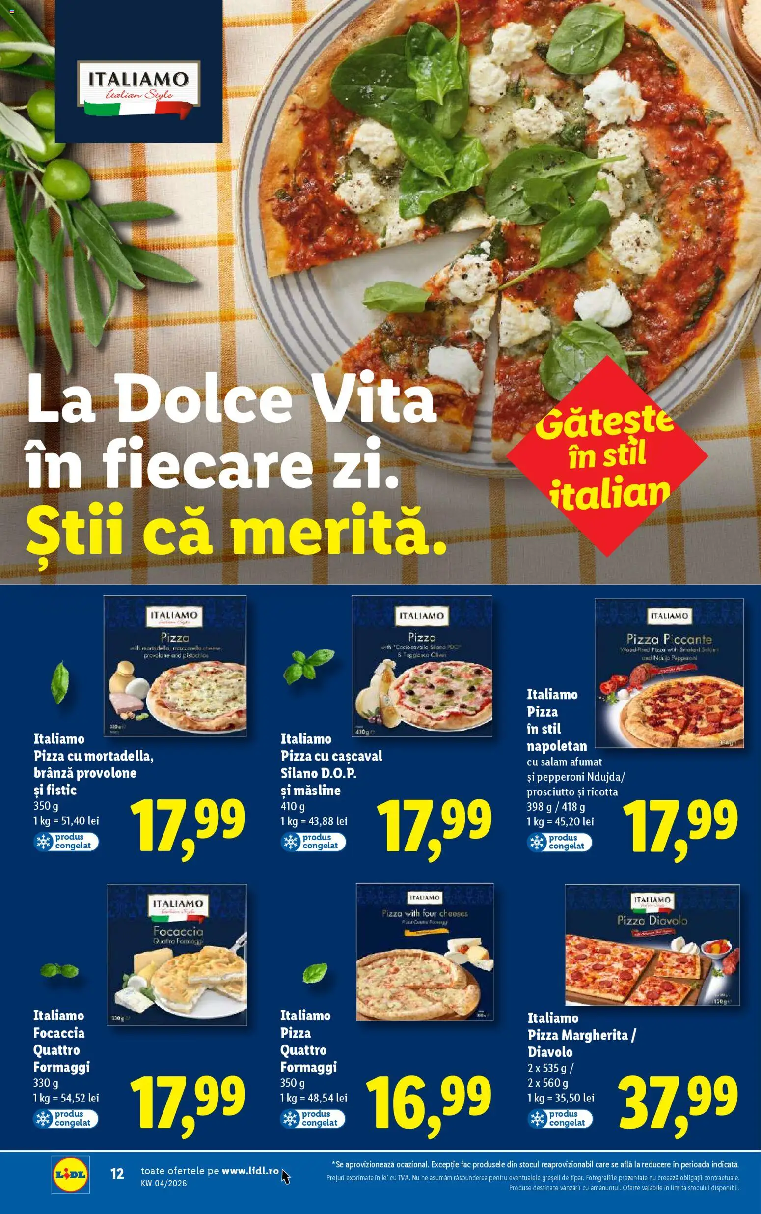 Catalog LIDL 19 - 24 Ianuarie 2026 | Pagina 12 | Produse: Delgeç, Brânză, Salam, Pizza