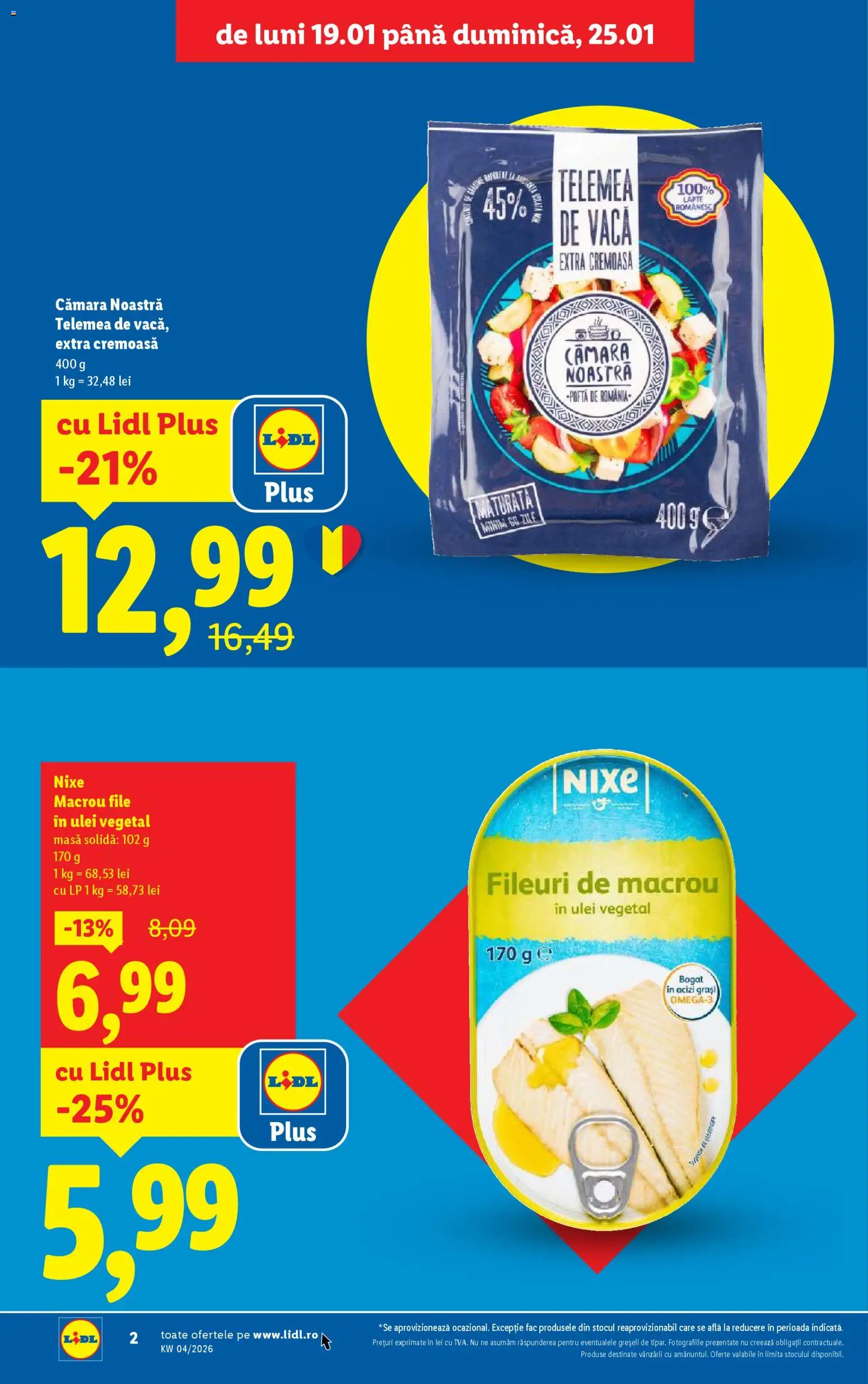 Catalog LIDL 19 - 24 Ianuarie 2026 | Pagina 2 | Produse: Masă, Lapte, Ulei