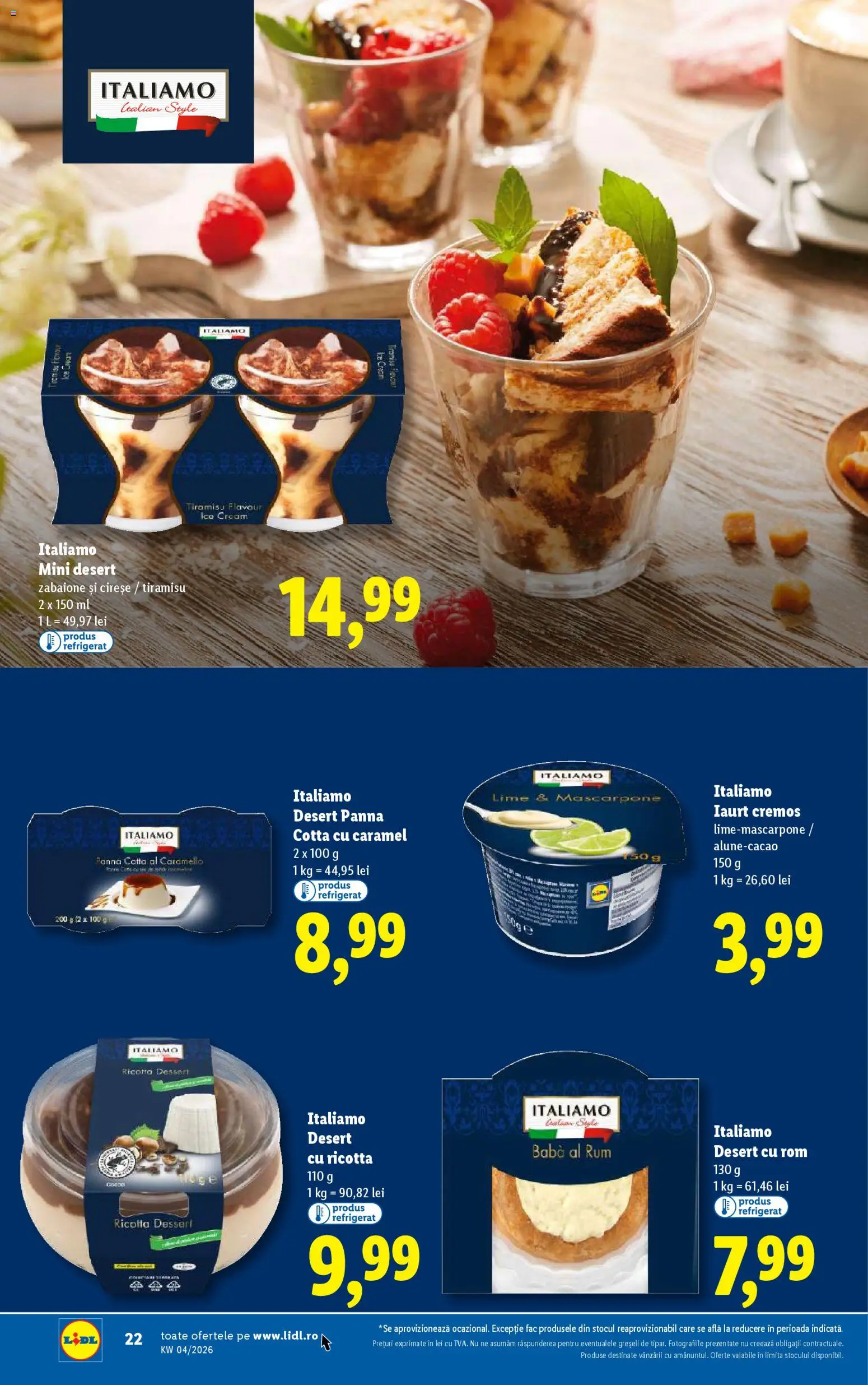 Catalog LIDL 19 - 24 Ianuarie 2026 | Pagina 22 | Produse: Iaurt, Tiramisu, Kanca, Cireșe