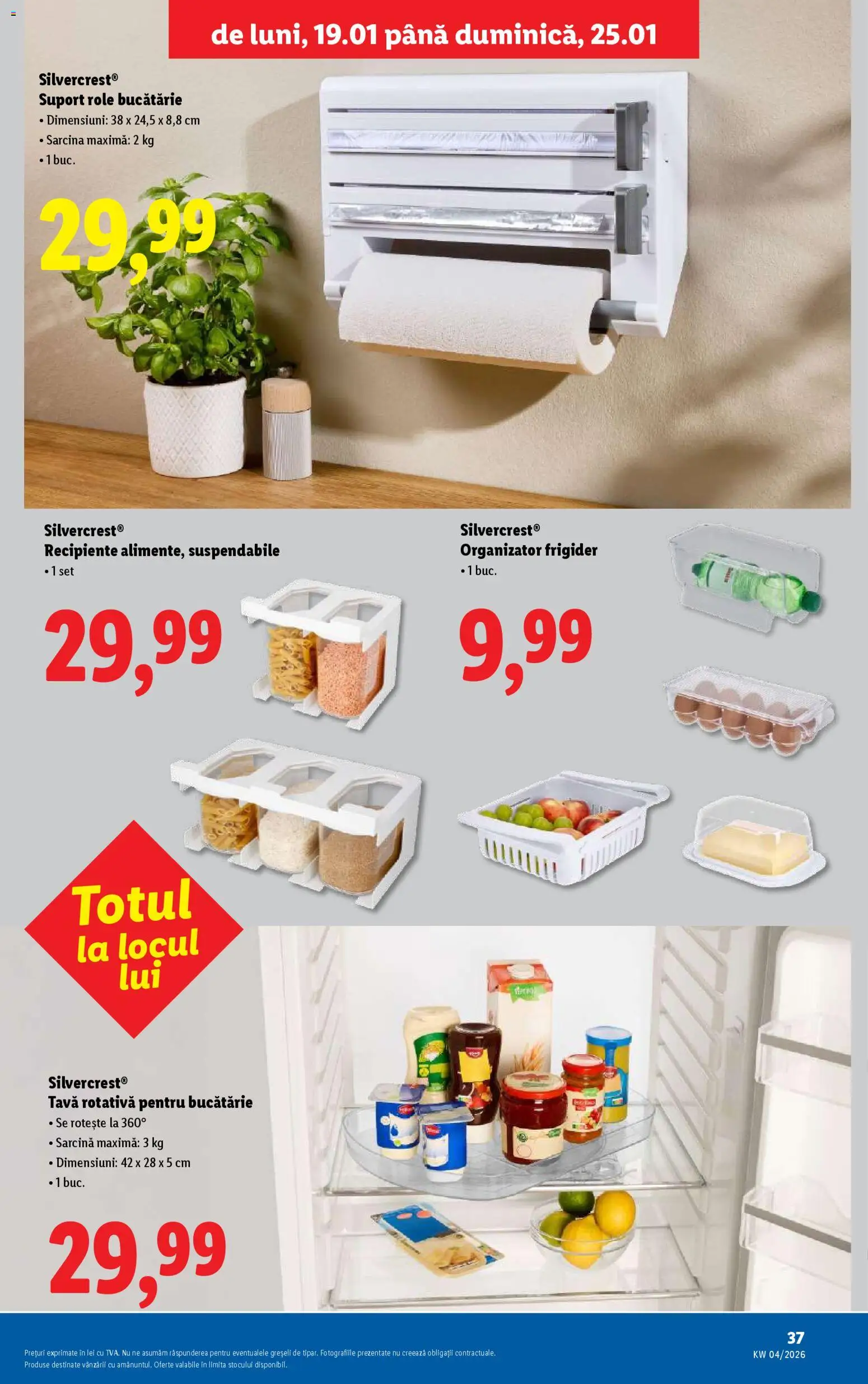 Catalog LIDL 19 - 24 Ianuarie 2026 | Pagina 37 | Produse: Frigider, Bucătărie, Role, Recipiente