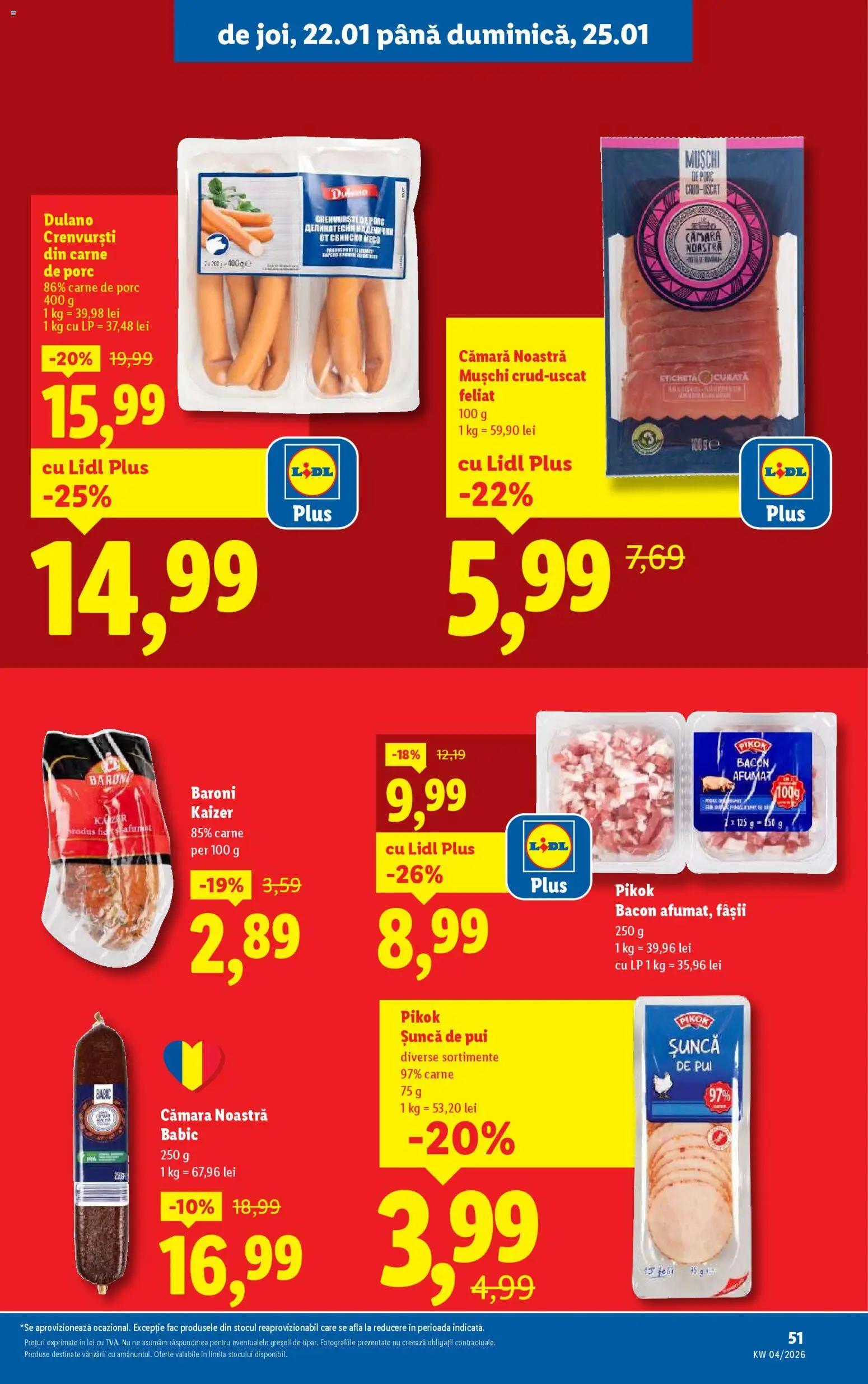 Catalog LIDL 19 - 24 Ianuarie 2026 | Pagina 51 | Produse: Filtre kahve makinesi, Hacıyatmaz Kedi Oyuncağı, Bacon, Șuncă