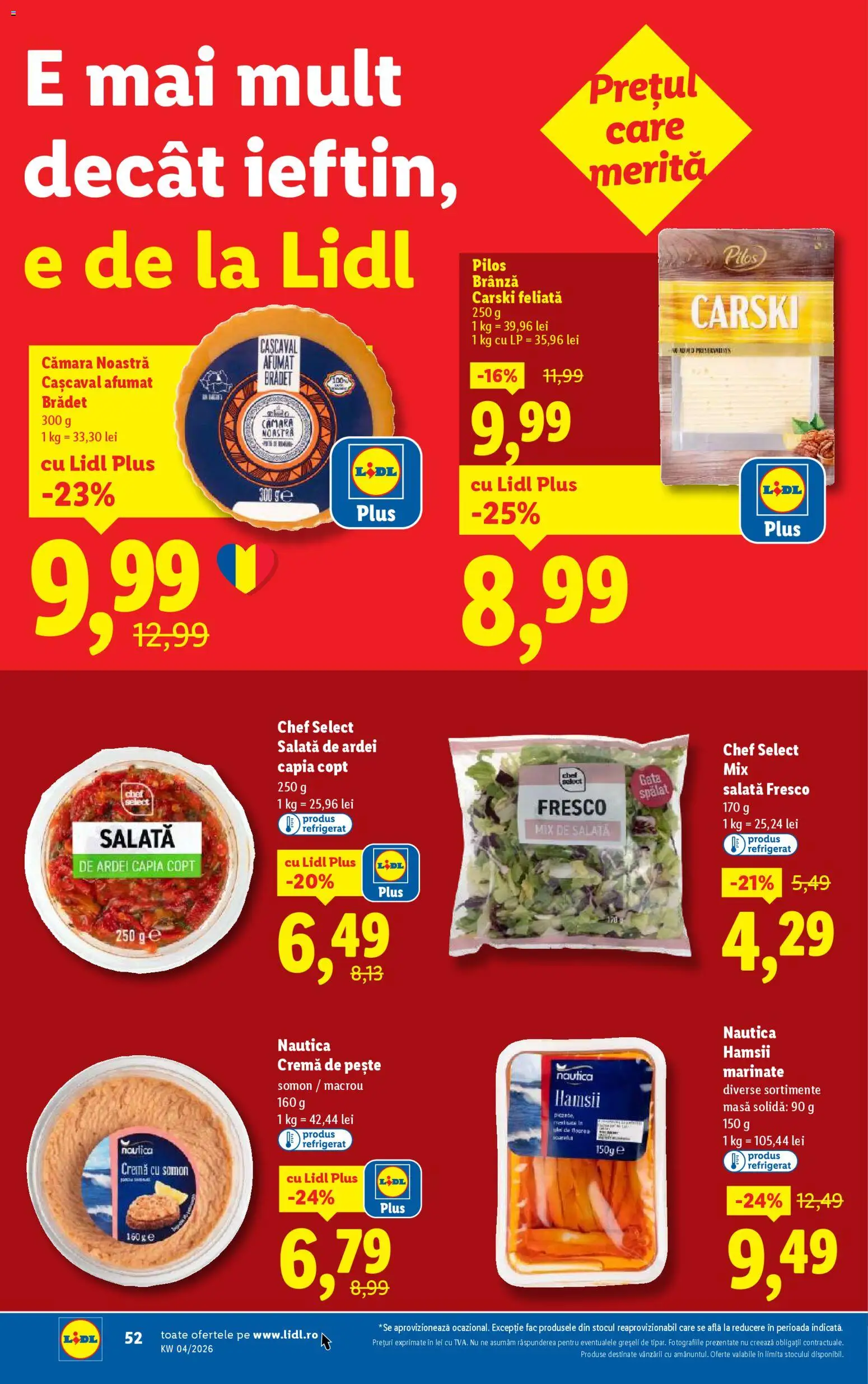 Catalog LIDL 19 - 24 Ianuarie 2026 | Pagina 52 | Produse: Masă, Ardei, Brânză, Pește