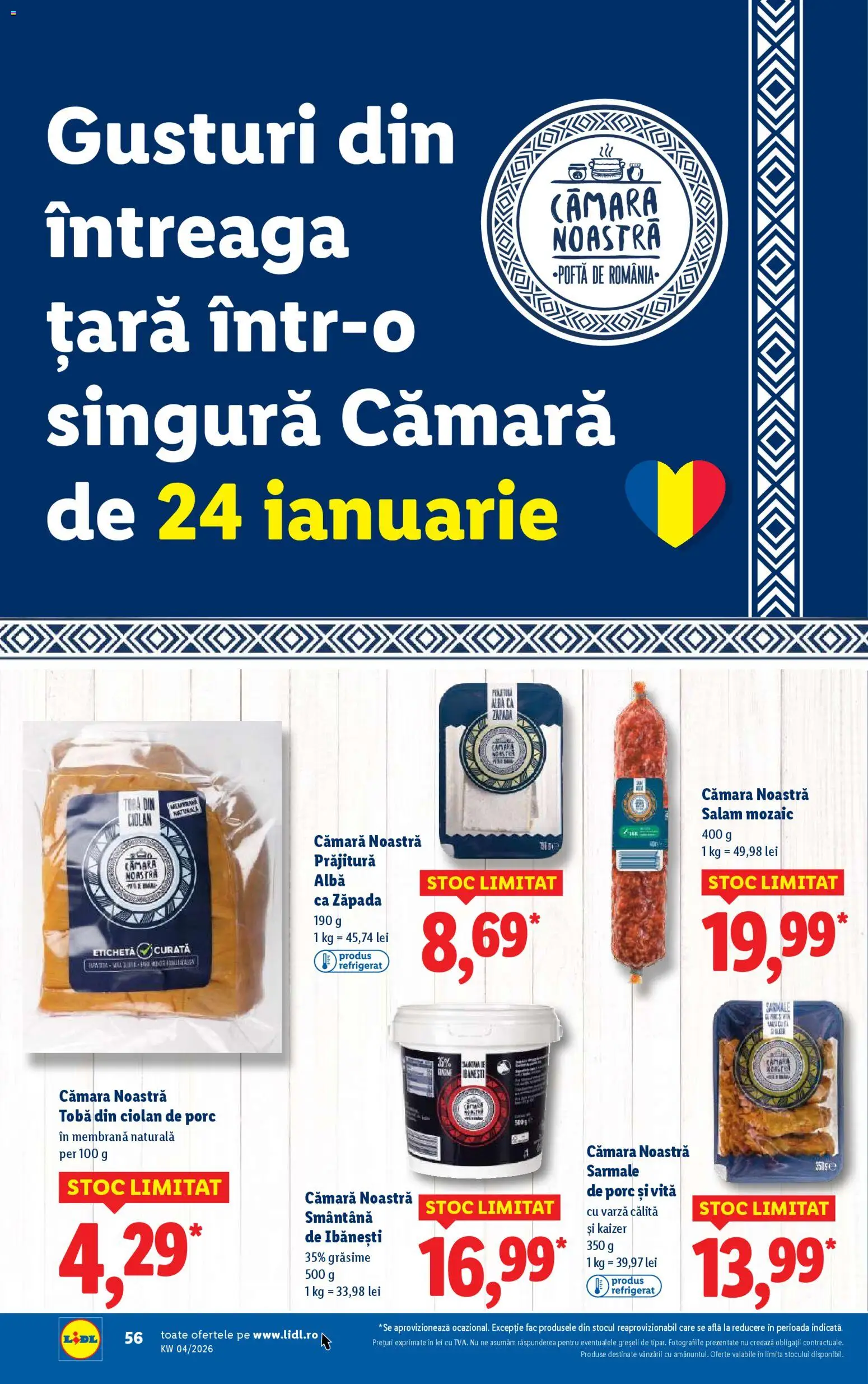 Catalog LIDL 19 - 24 Ianuarie 2026 | Pagina 56 | Produse: Varză, Prăjitură, Salam, Smântână