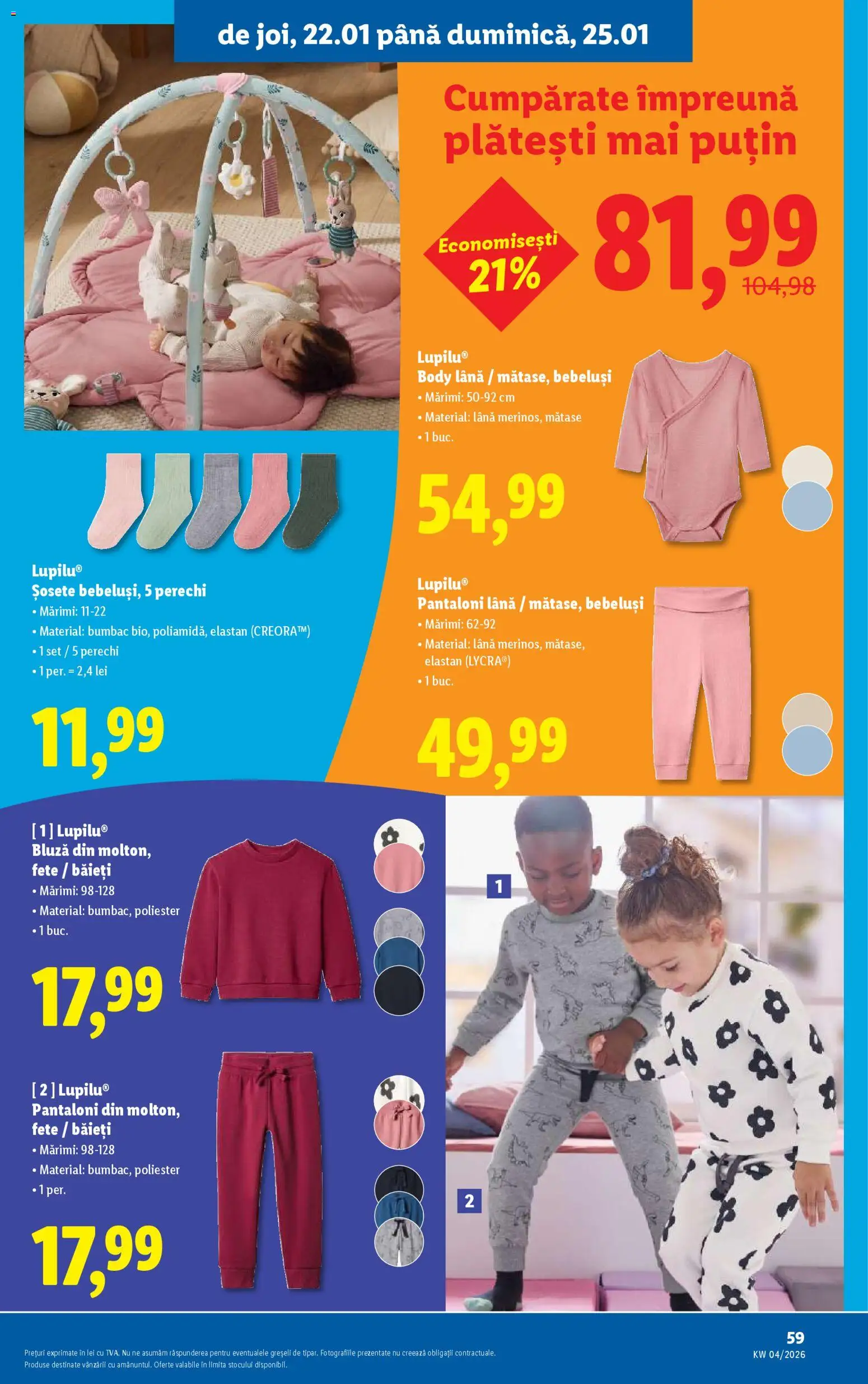 Catalog LIDL 19 - 24 Ianuarie 2026 | Pagina 59 | Produse: Body, Bluză, Pantaloni, Șosete