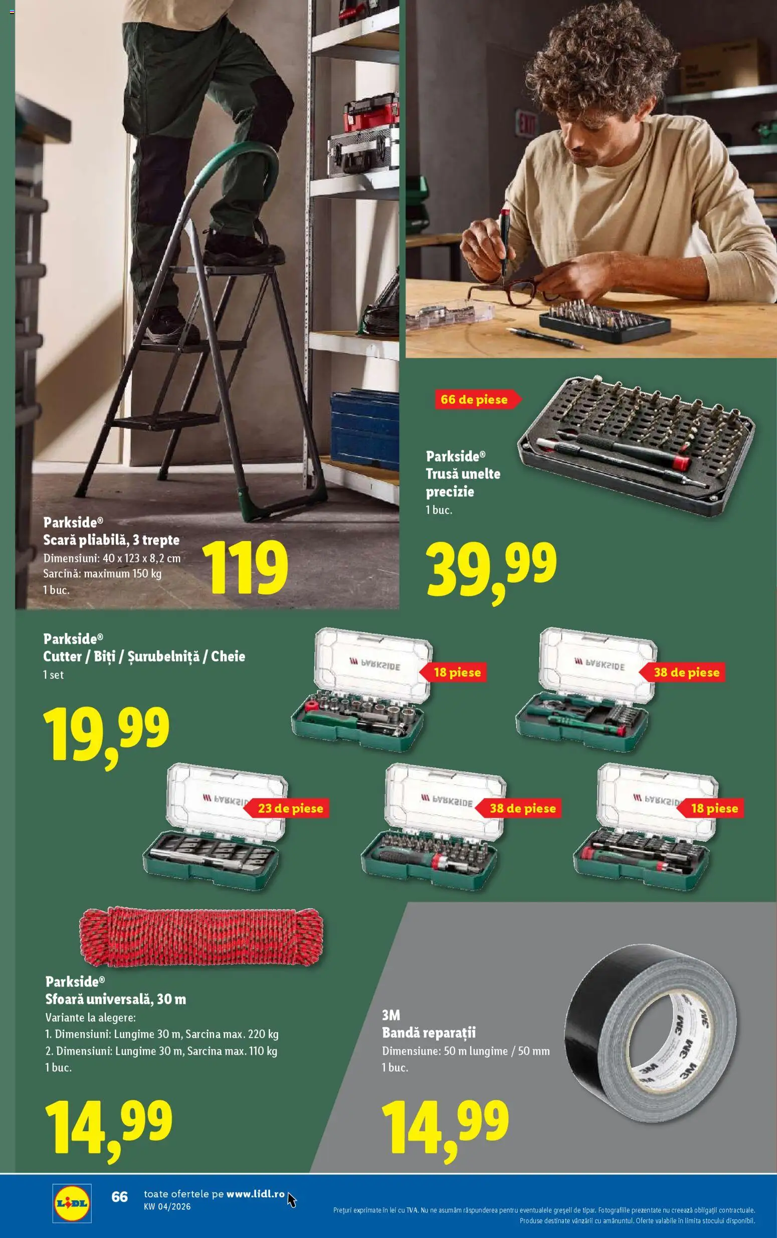 Catalog LIDL 19 - 24 Ianuarie 2026 | Pagina 66 | Produse: Cutter, Bandă reparații, Scară