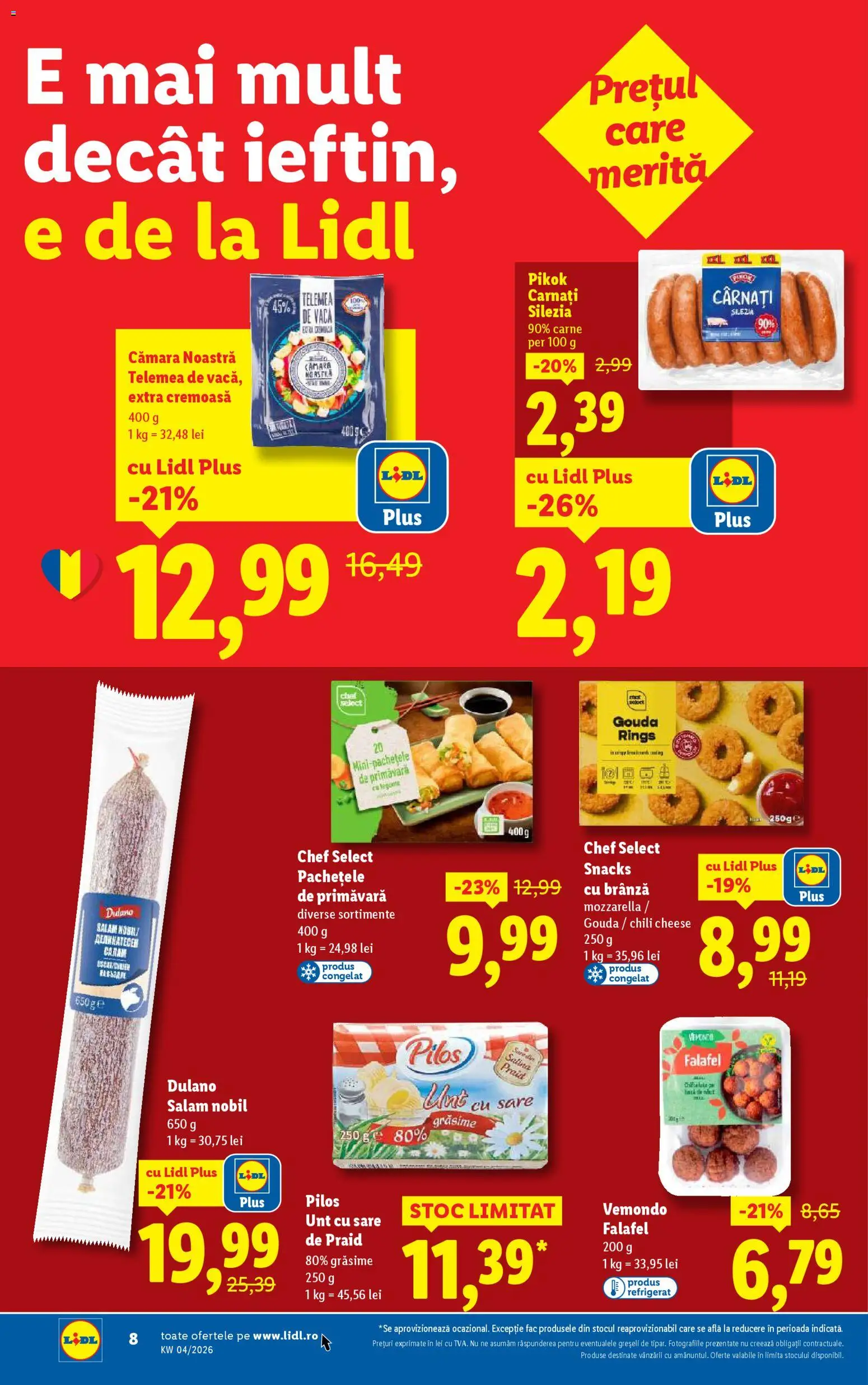 Catalog LIDL 19 - 24 Ianuarie 2026 | Pagina 8 | Produse: Toplar, Mozzarella, Unt, Salam