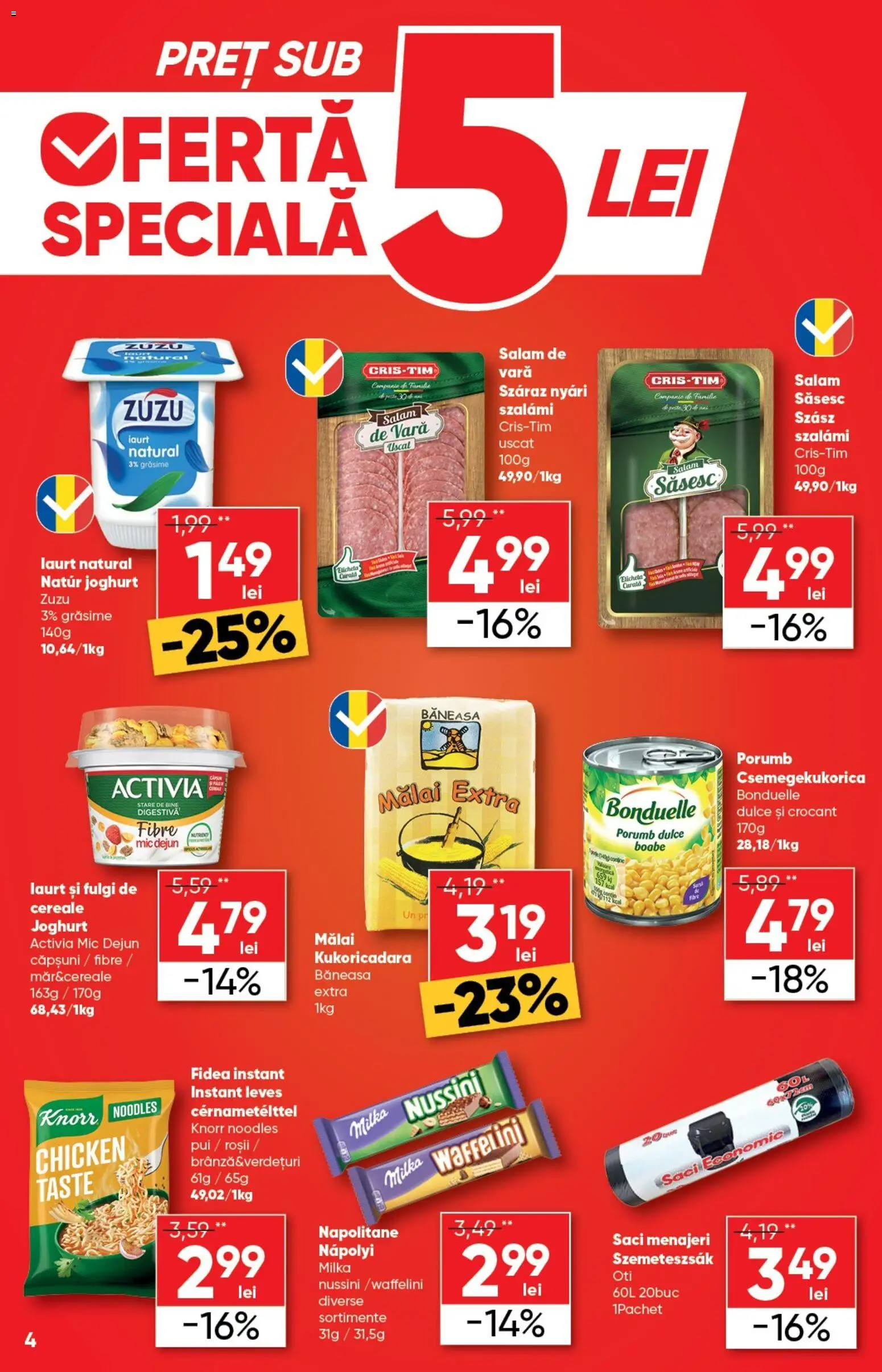 Catalog Profi 7 - 19 Ianuarie 2026 | Pagina 4 | Produse: Saci menajeri, Noodles, Mălai, Fulgi