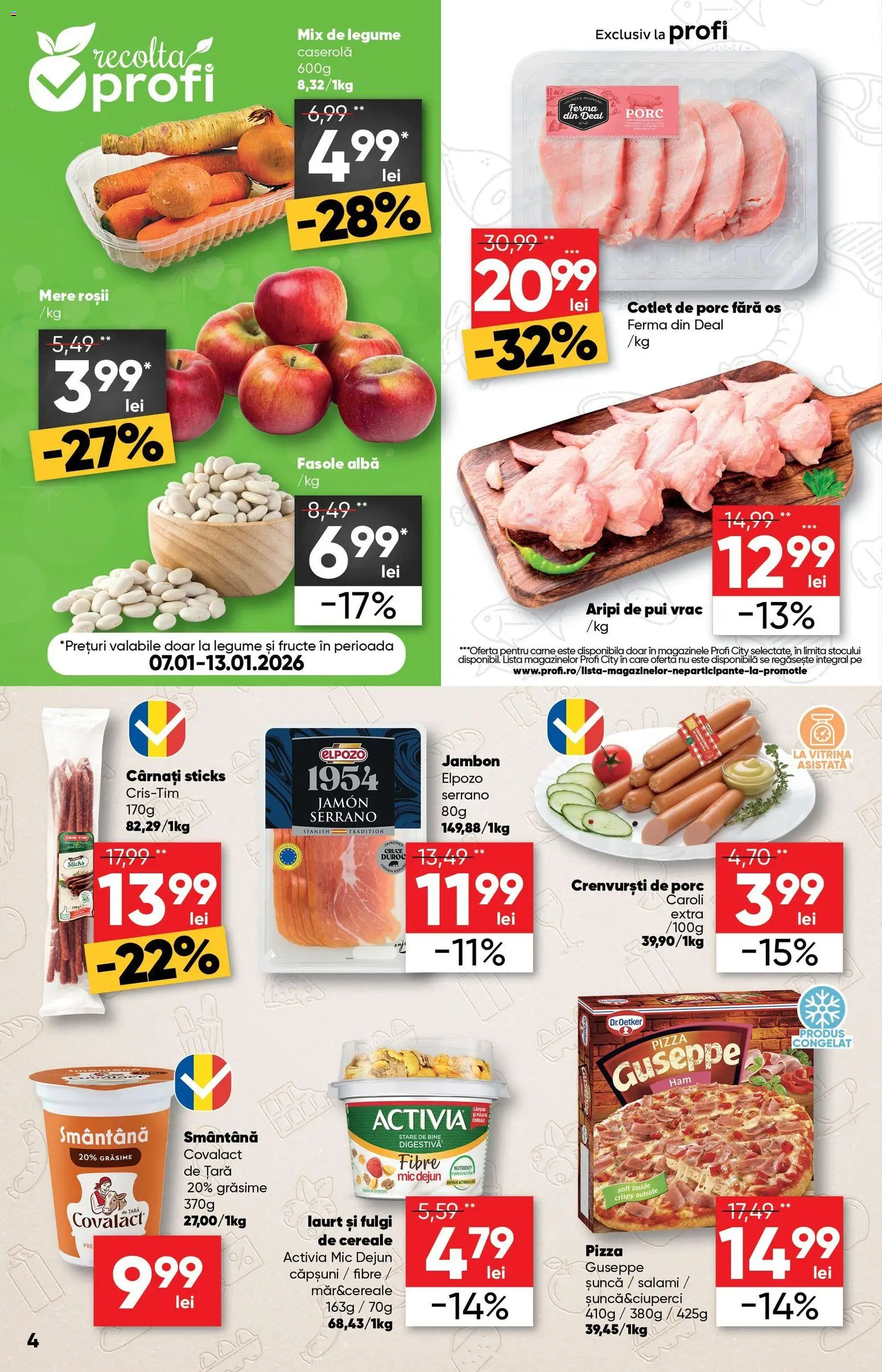 Catalog Profi 7 - 19 Ianuarie 2026 | Pagina 4 | Produse: Lait de coco, Crenvurști, Pizza, Fulgi