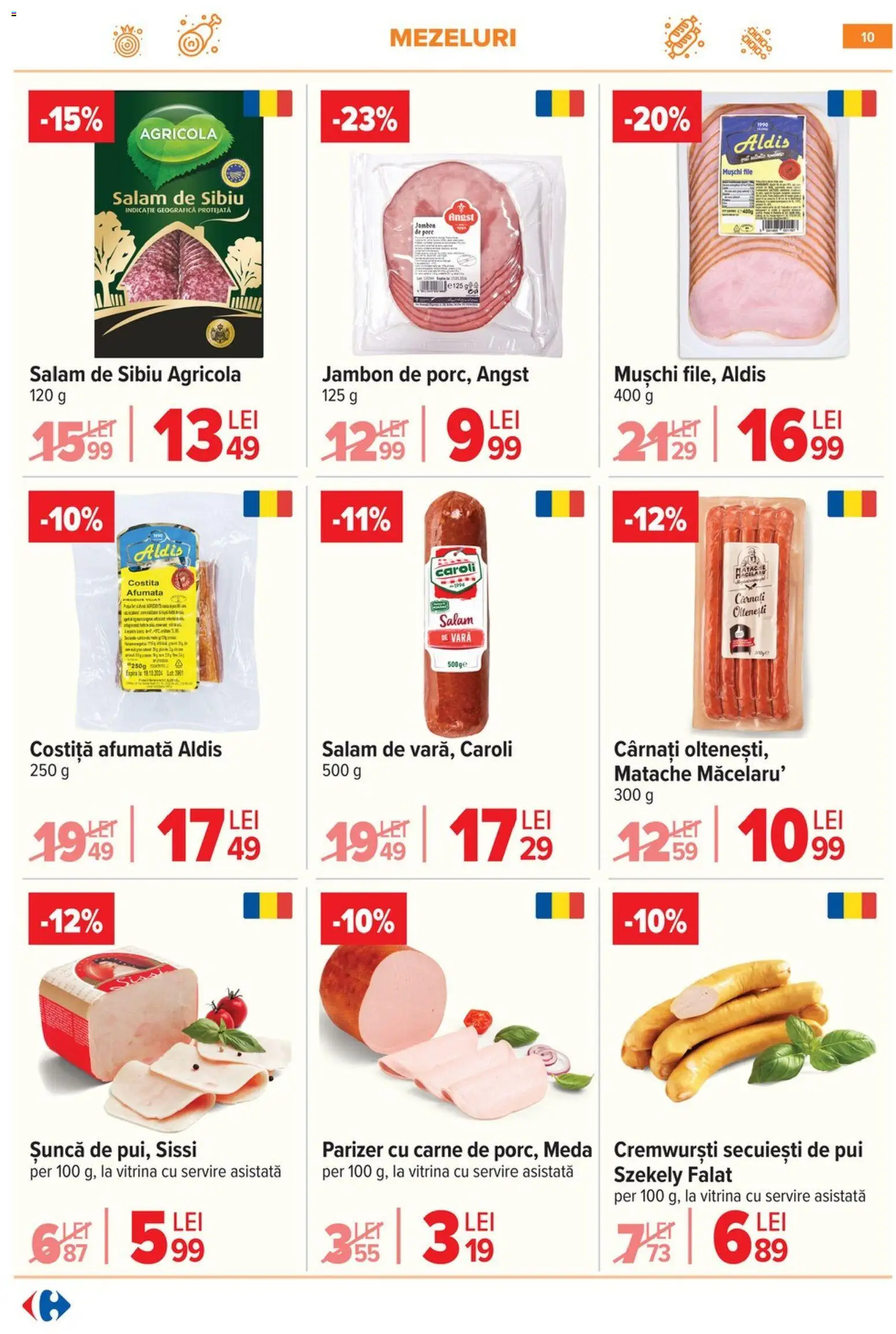 Catalog Carrefour 21 - 26 Ianuarie 2026 | Pagina 10 | Produse: Hacıyatmaz Kedi Oyuncağı, Vitrină, Salam, Cârnați