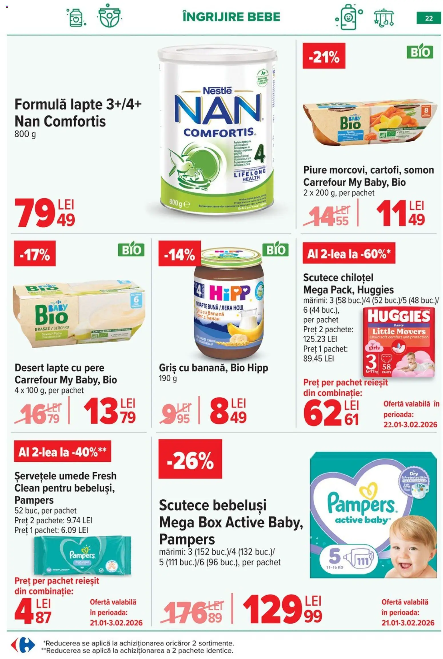 Catalog Carrefour 21 - 26 Ianuarie 2026 | Pagina 22 | Produse: Pomelo, Lapte, Șervețele umede, Scutece