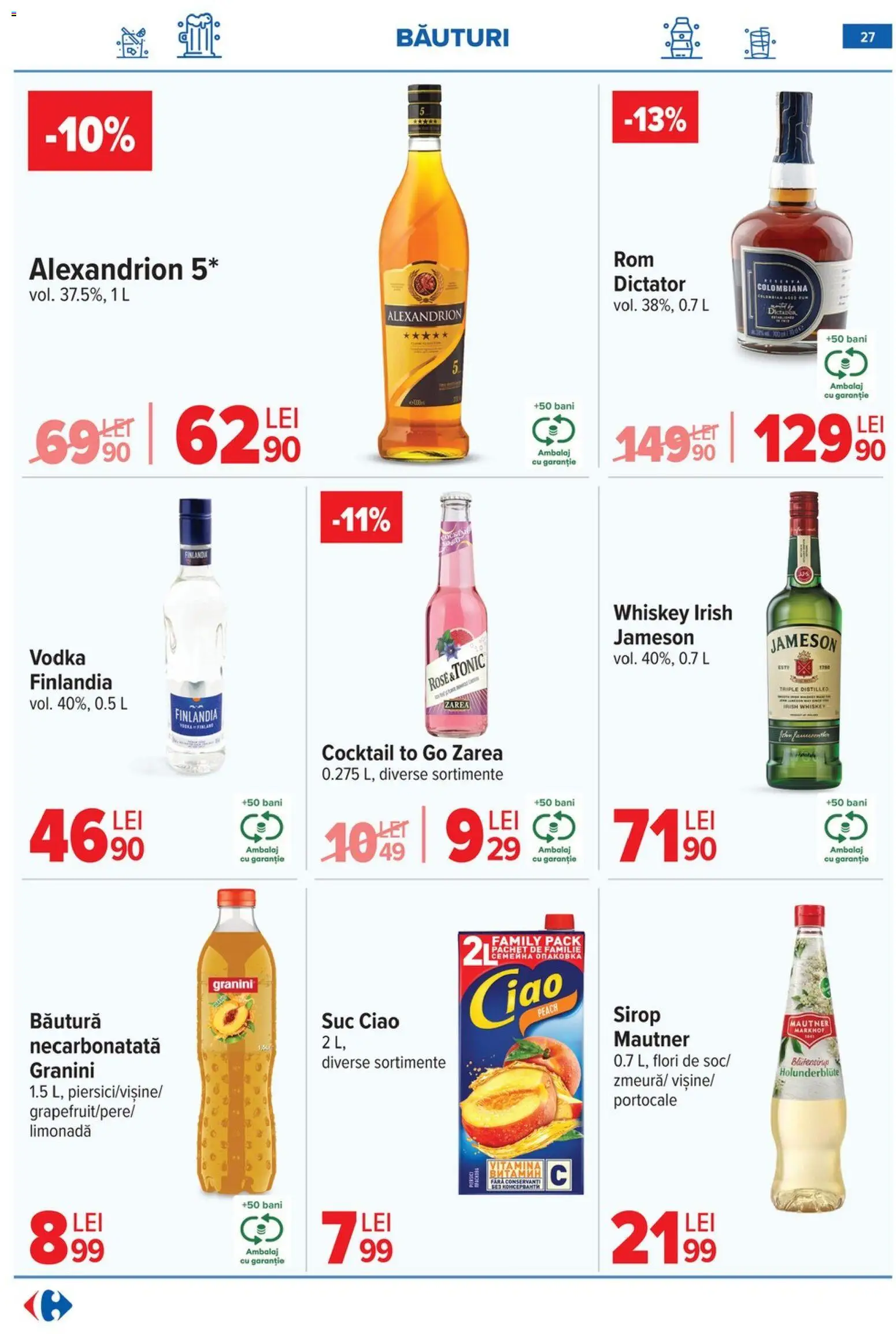 Catalog Carrefour 21 - 26 Ianuarie 2026 | Pagina 27 | Produse: Sıcak su torbası, Suc, Portocale, Whiskey
