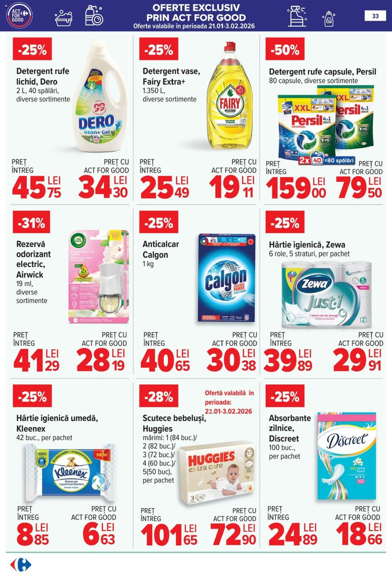 Catalog Carrefour 21 - 26 Ianuarie 2026 | Pagina 33 | Produse: Pomelo, Detergent, Absorbante, Scutece