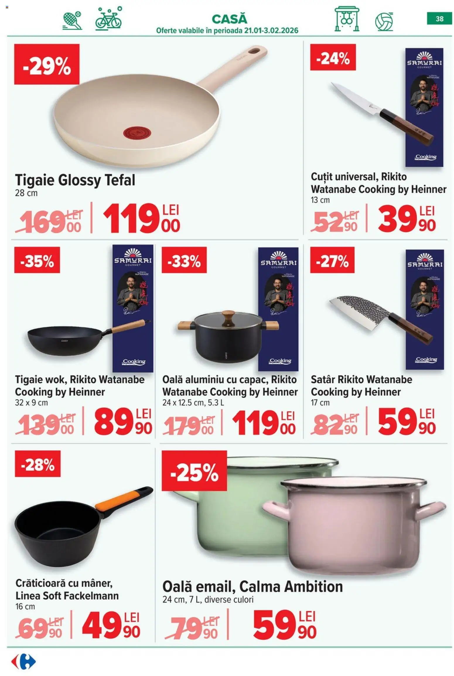 Catalog Carrefour 21 - 26 Ianuarie 2026 | Pagina 38 | Produse: Tigaie, Oală, Cuțit