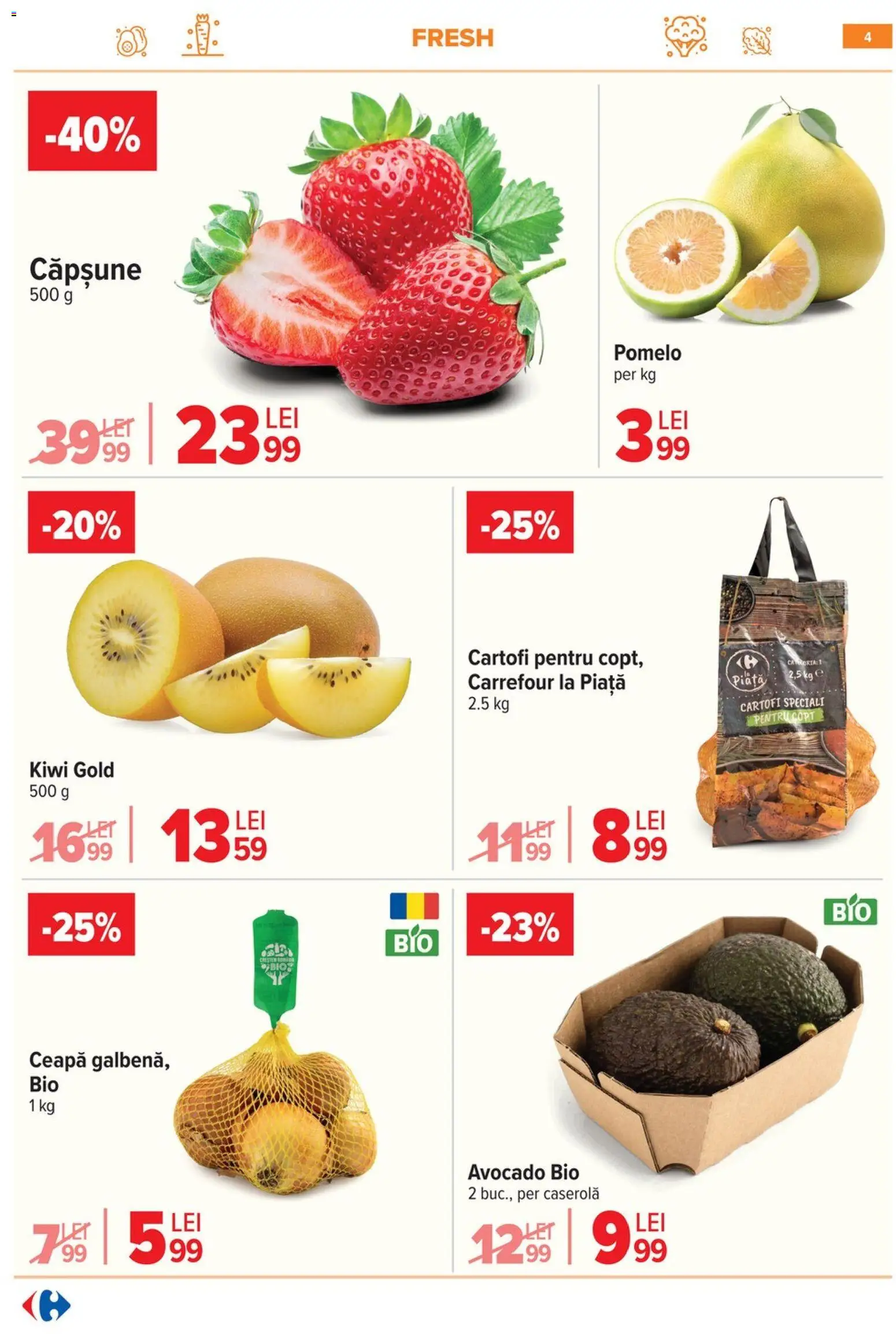 Catalog Carrefour 21 - 26 Ianuarie 2026 | Pagina 4 | Produse: Şerit ödül, Avocado, Cartofi, Ceapă