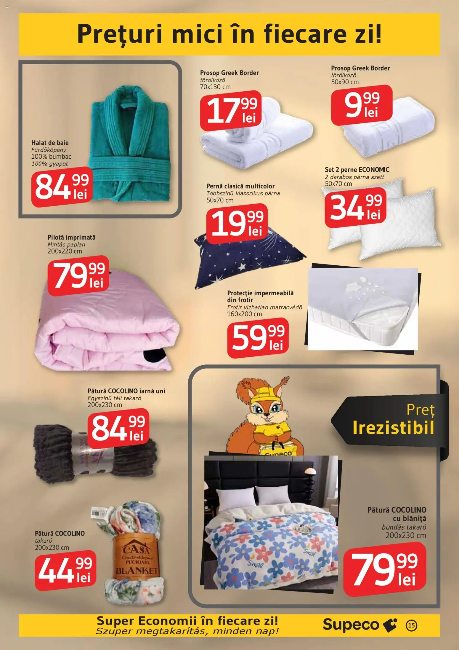 Catalog Supeco 22 Ianuarie - 3 Februarie 2026 | Pagina 15 | Produse: Pernă, Pătură, Pilotă, Halat de baie