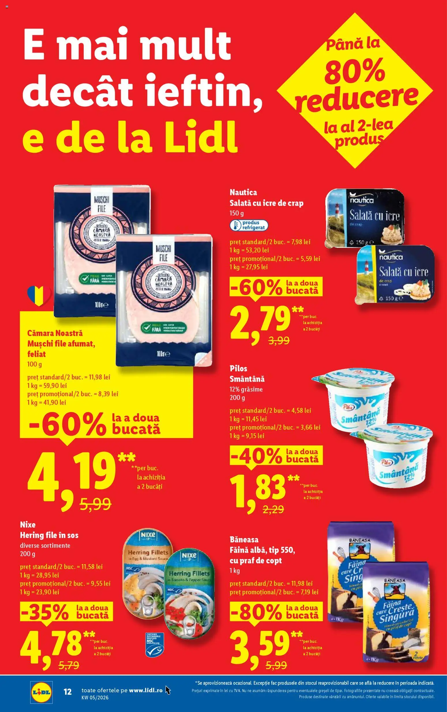 Catalog LIDL 26 - 31 Ianuarie 2026 | Pagina 12 | Produse: Toplar, Smântână, Salată cu icre, Salată