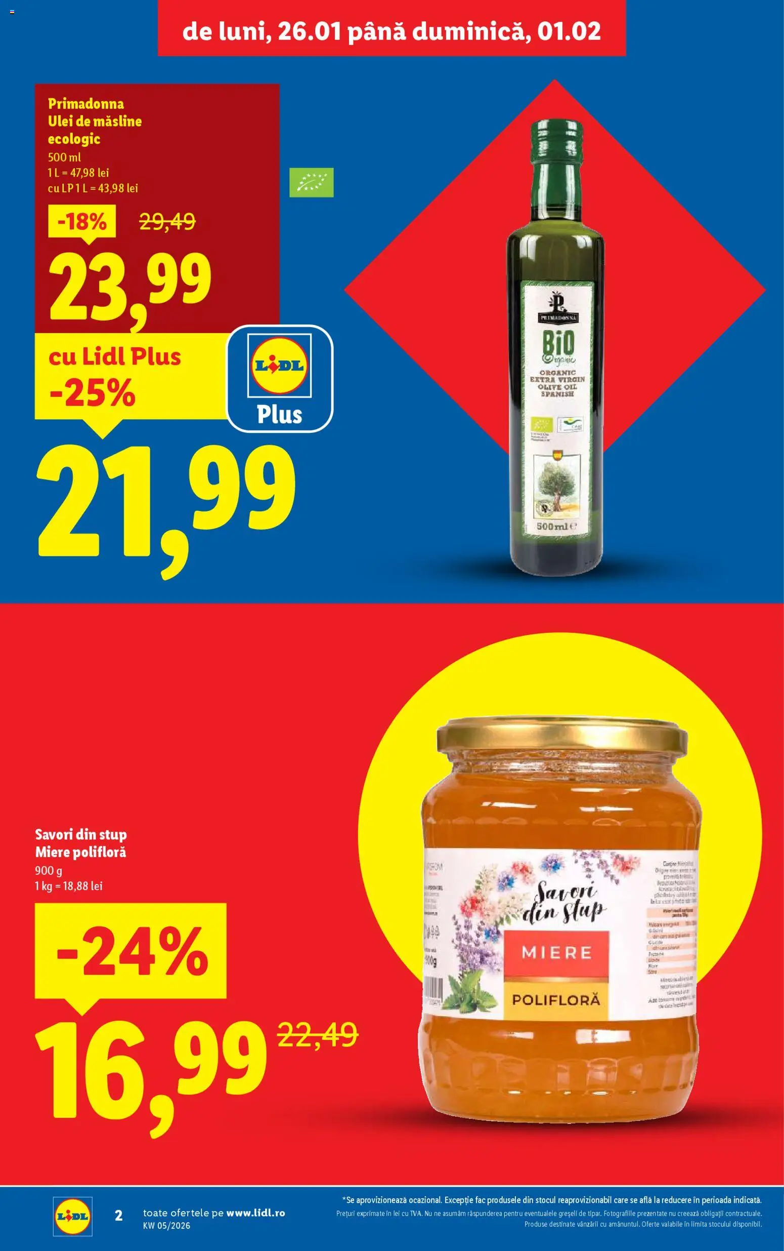 Catalog LIDL 26 - 31 Ianuarie 2026 | Pagina 2 | Produse: Miere polifloră, Măsline, Ulei