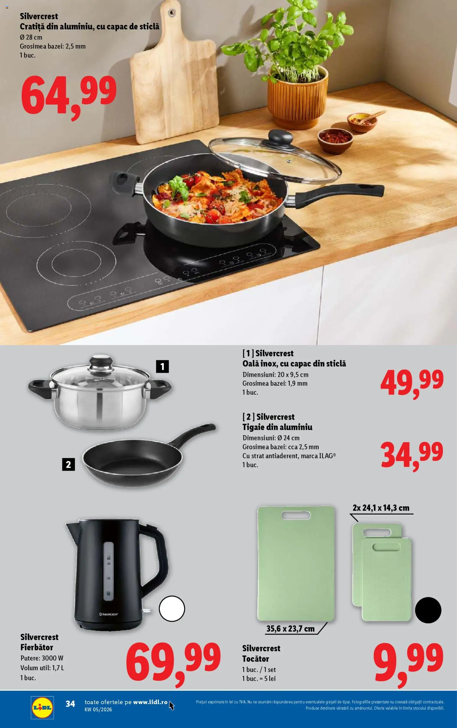 Catalog LIDL 26 - 31 Ianuarie 2026 | Pagina 34 | Produse: Tigaie, Cratiță, Oală, Tocător