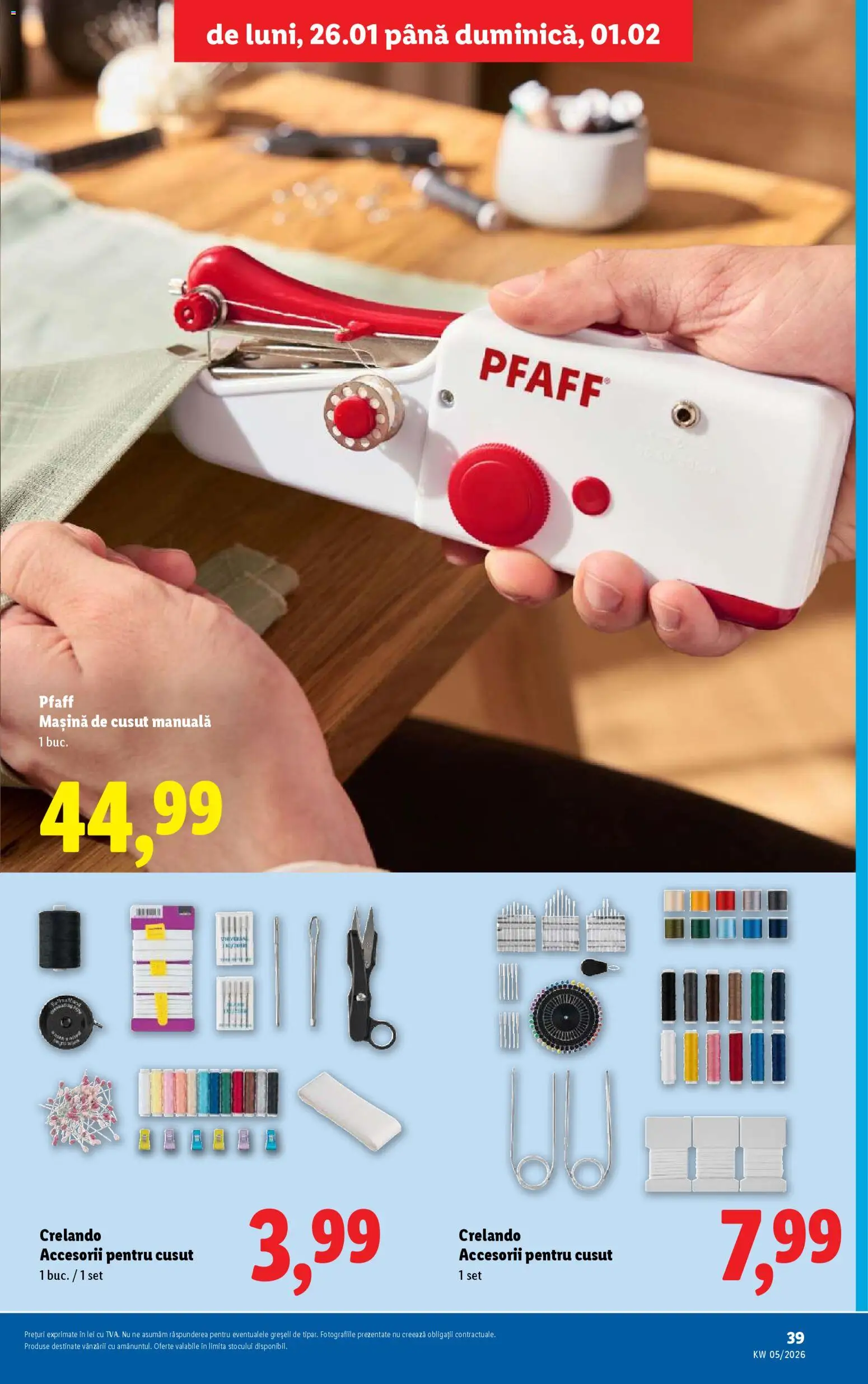 Catalog LIDL 26 - 31 Ianuarie 2026 | Pagina 39 | Produse: Mașină De Cusut