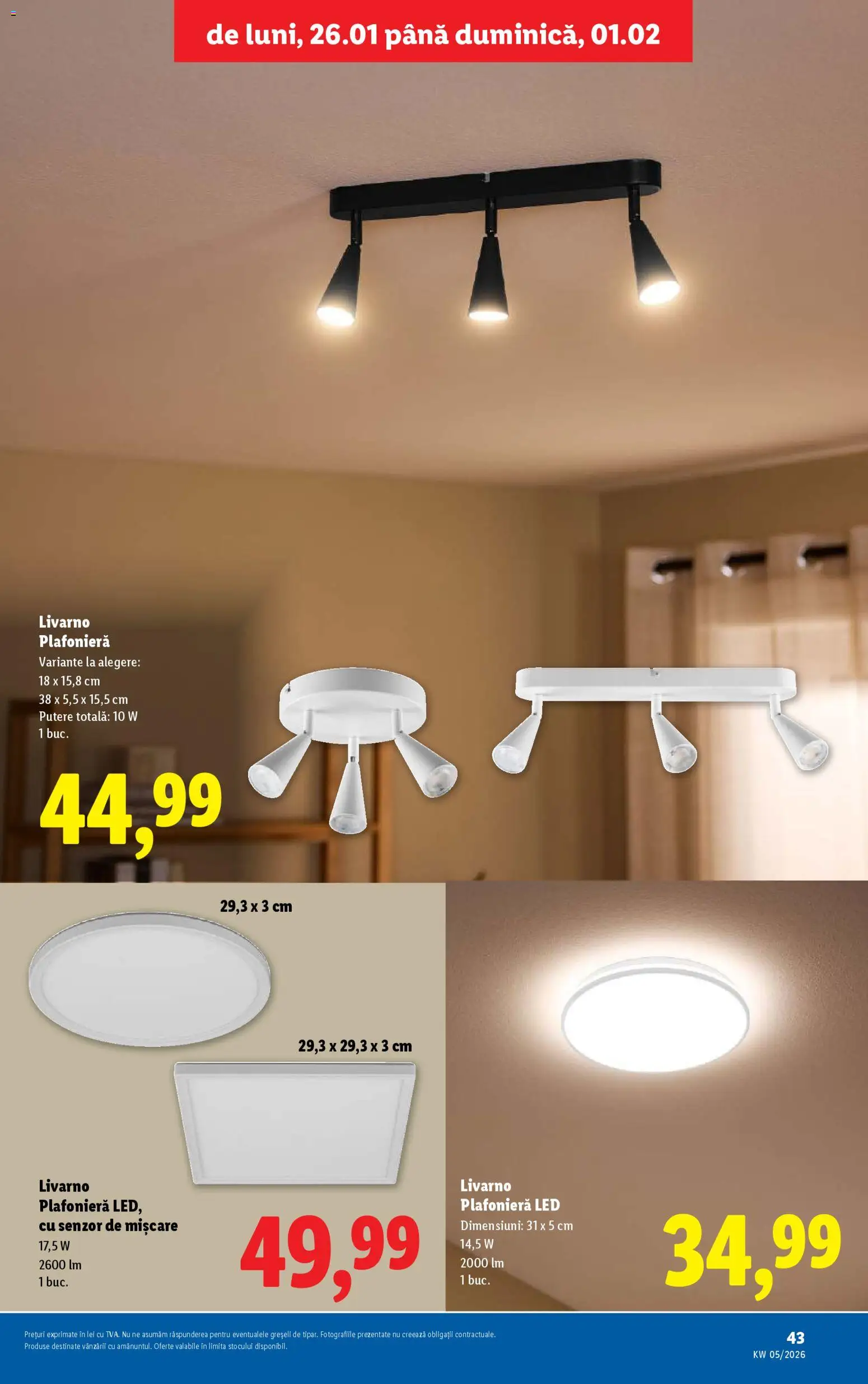 Catalog LIDL 26 - 31 Ianuarie 2026 | Pagina 43 | Produse: T cetveli, Plafonieră, Babak
