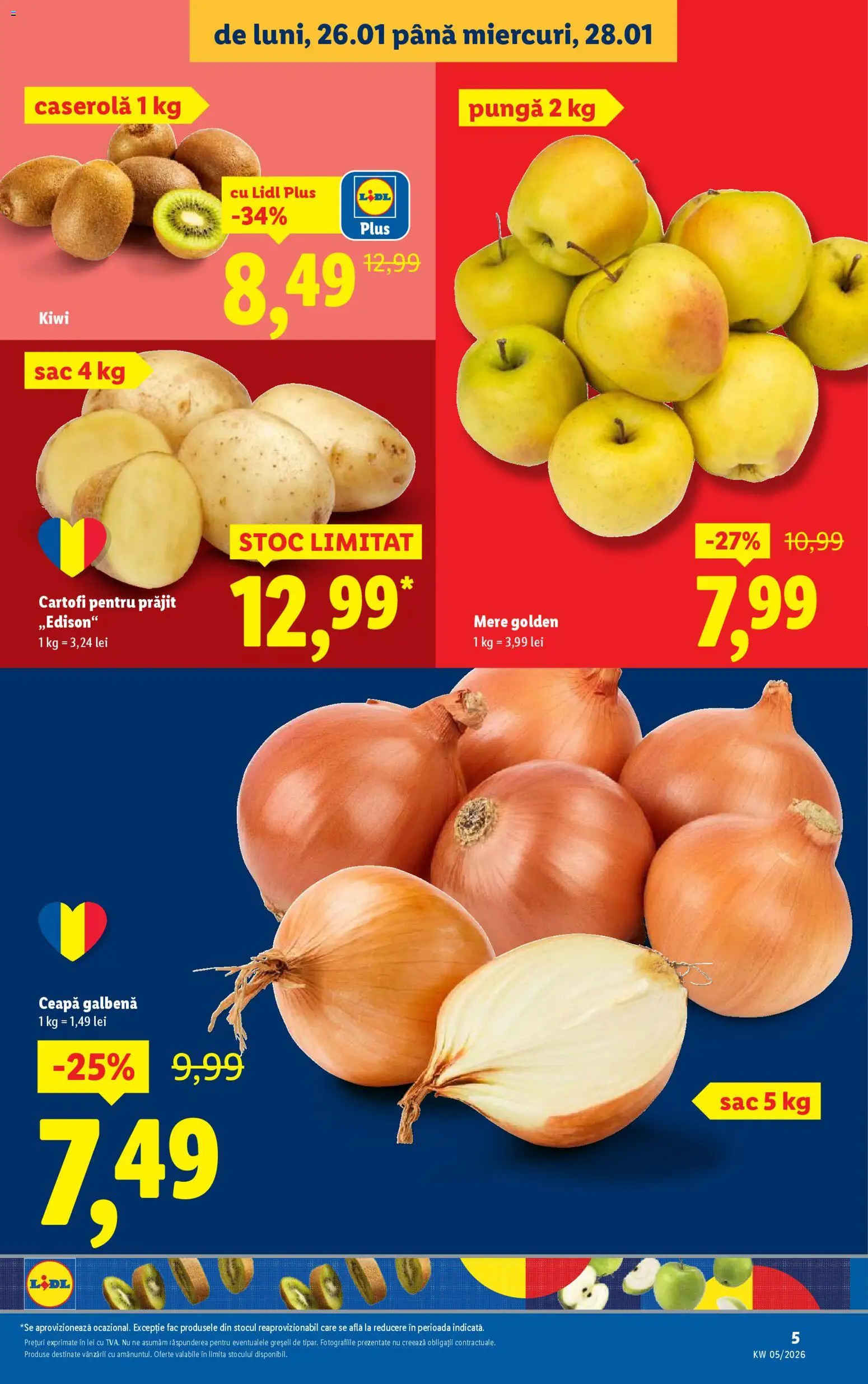 Catalog LIDL 26 - 31 Ianuarie 2026 | Pagina 5 | Produse: Ceapă galbenă, Mere, Kiwi, Cartofi