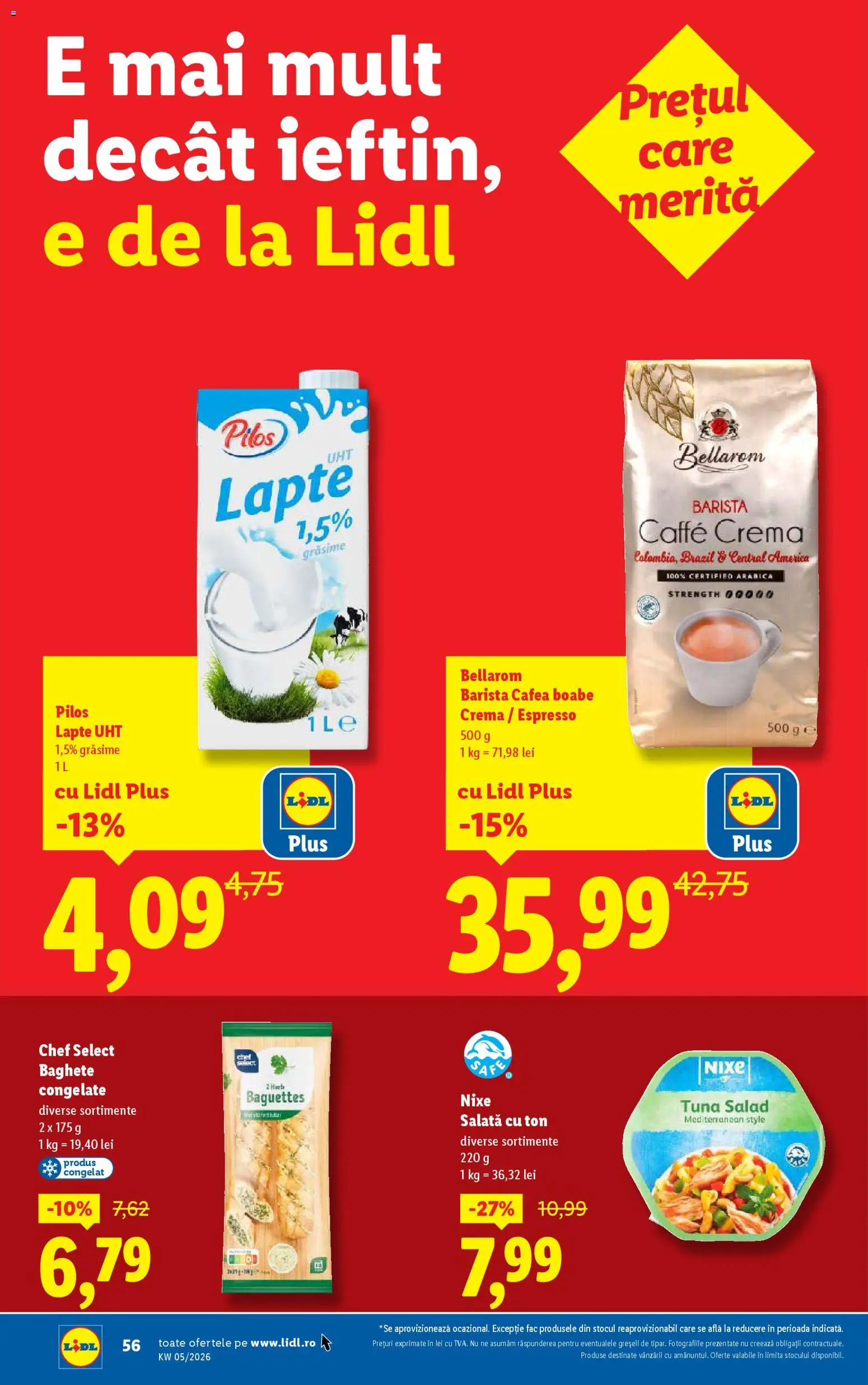 Catalog LIDL 26 - 31 Ianuarie 2026 | Pagina 56 | Produse: Delgeç, Lapte, Cafea, Salată