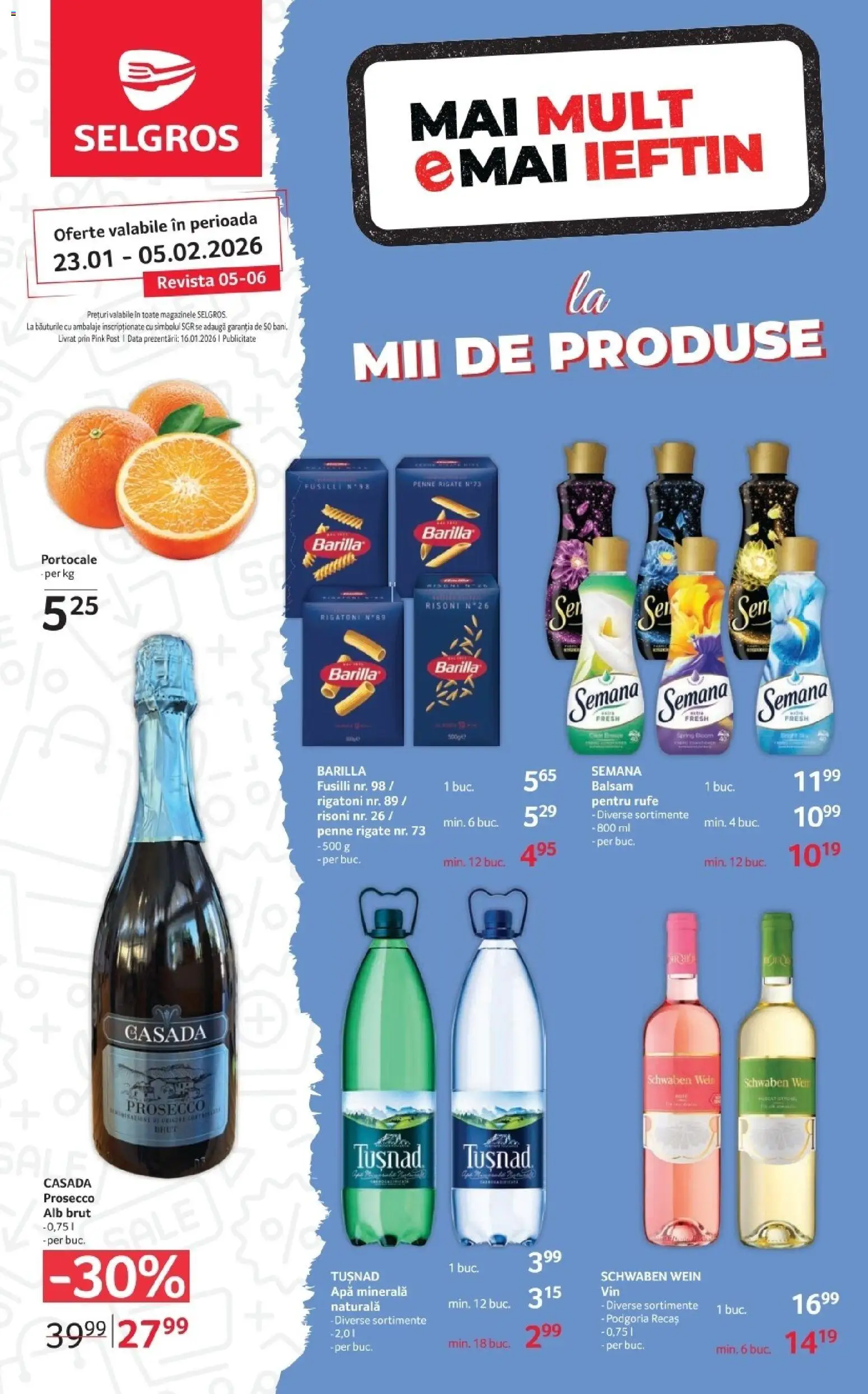 Catalog Selgros 23 Ianuarie - 4 Februarie 2026 | Pagina 1 | Produse: Yazı tahtası kalemi, Balsam, Prosecco, Apă