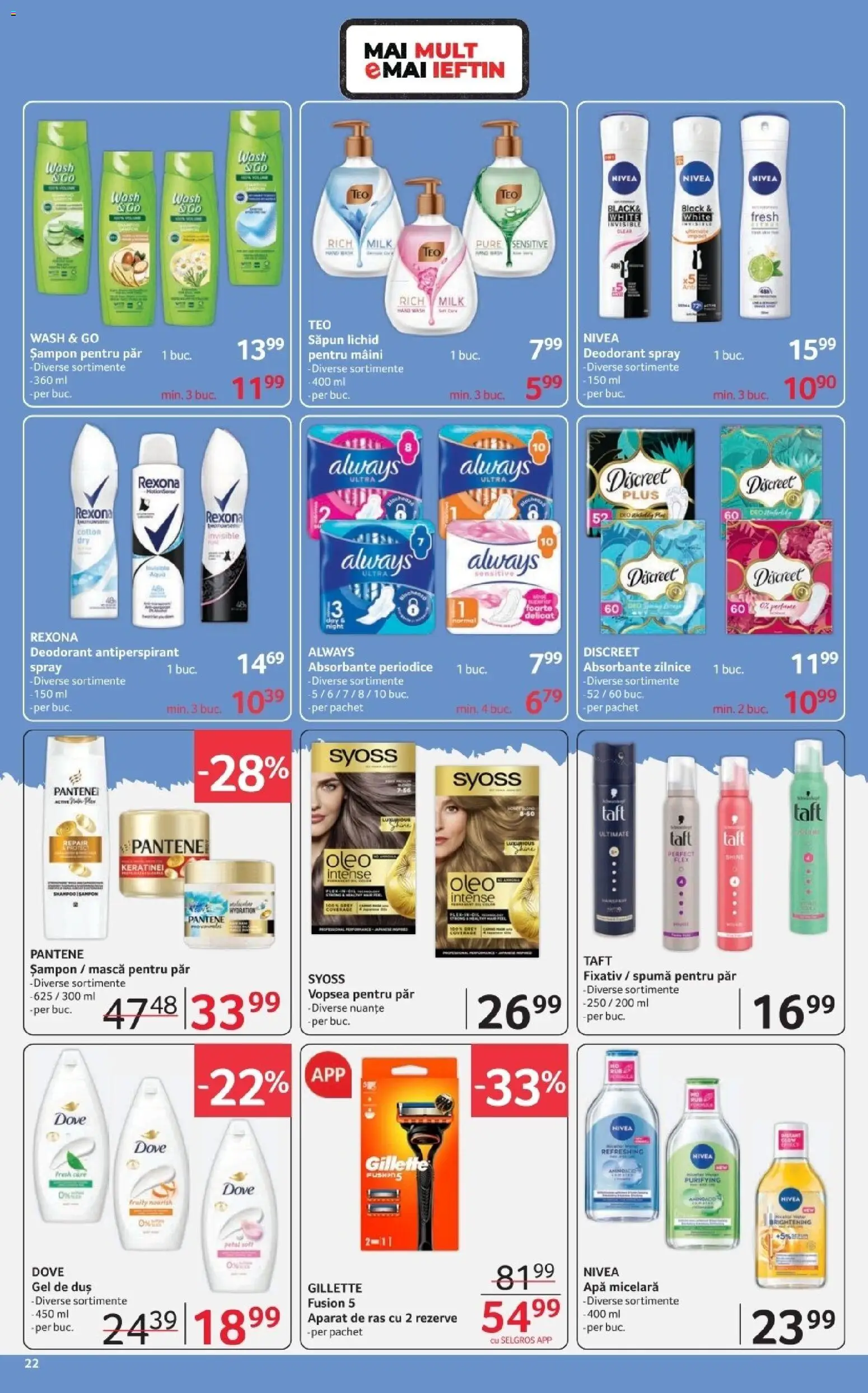 Catalog Selgros 23 Ianuarie - 4 Februarie 2026 | Pagina 22 | Produse: Aparat De Ras, Apă micelară, Gel de duș, Deodorant