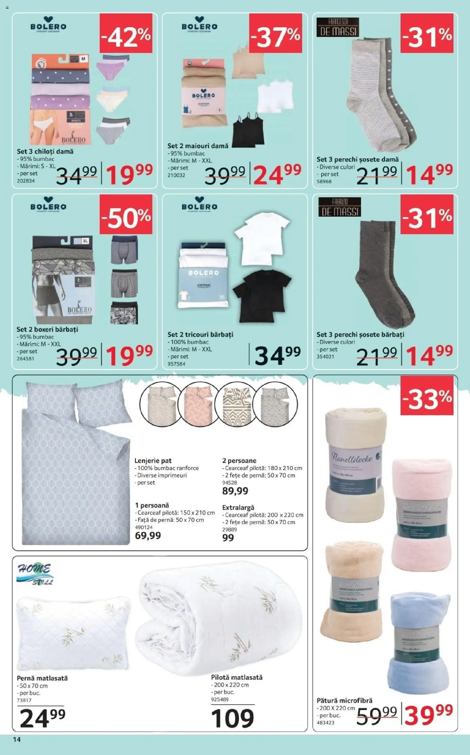 Catalog Selgros 23 Ianuarie - 4 Februarie 2026 | Pagina 14 | Produse: Pernă, Pilotă, Față de pernă, Șosete