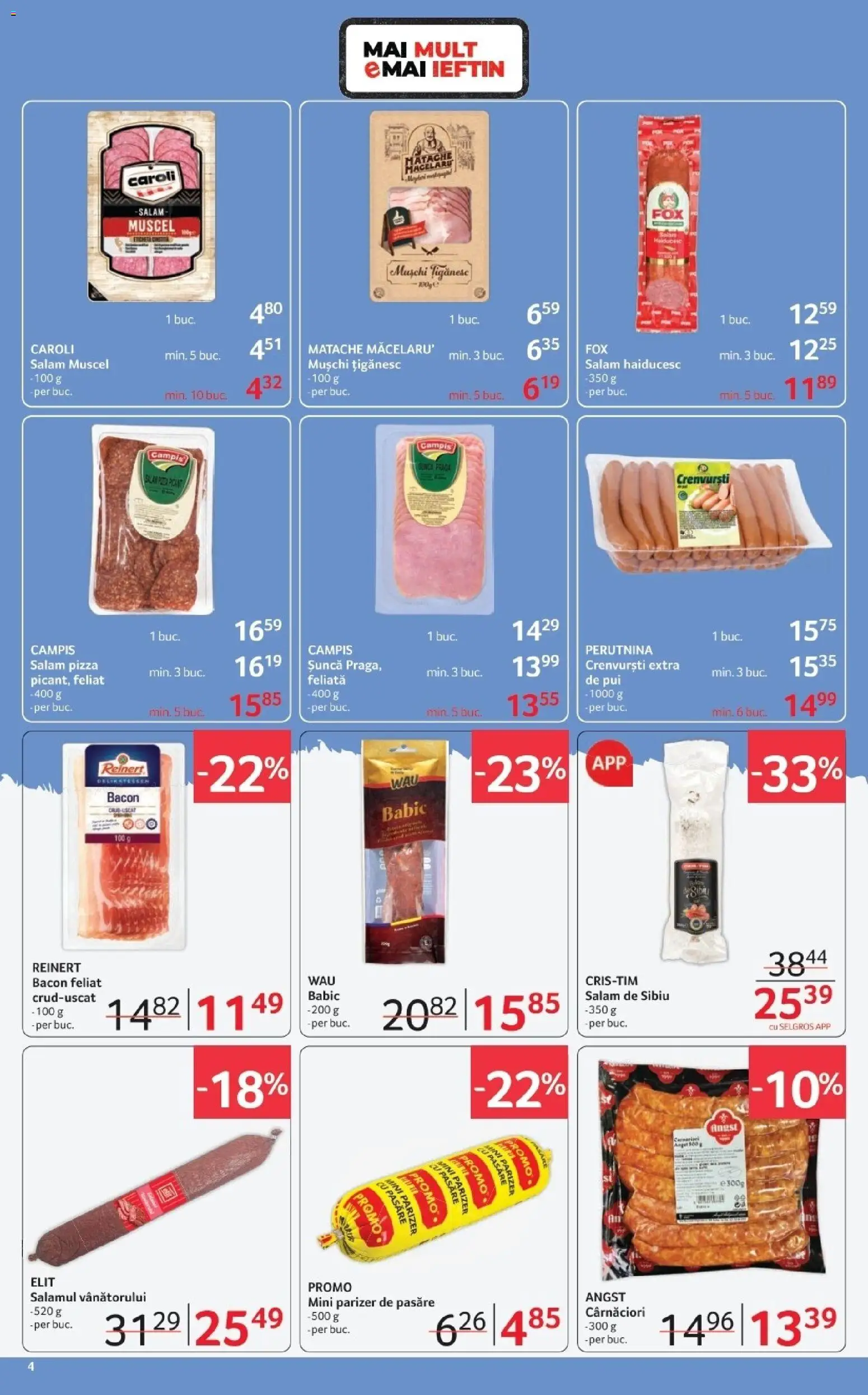 Catalog Selgros 23 Ianuarie - 4 Februarie 2026 | Pagina 4 | Produse: Hacıyatmaz Kedi Oyuncağı, Crenvurști, Șuncă, Pizza