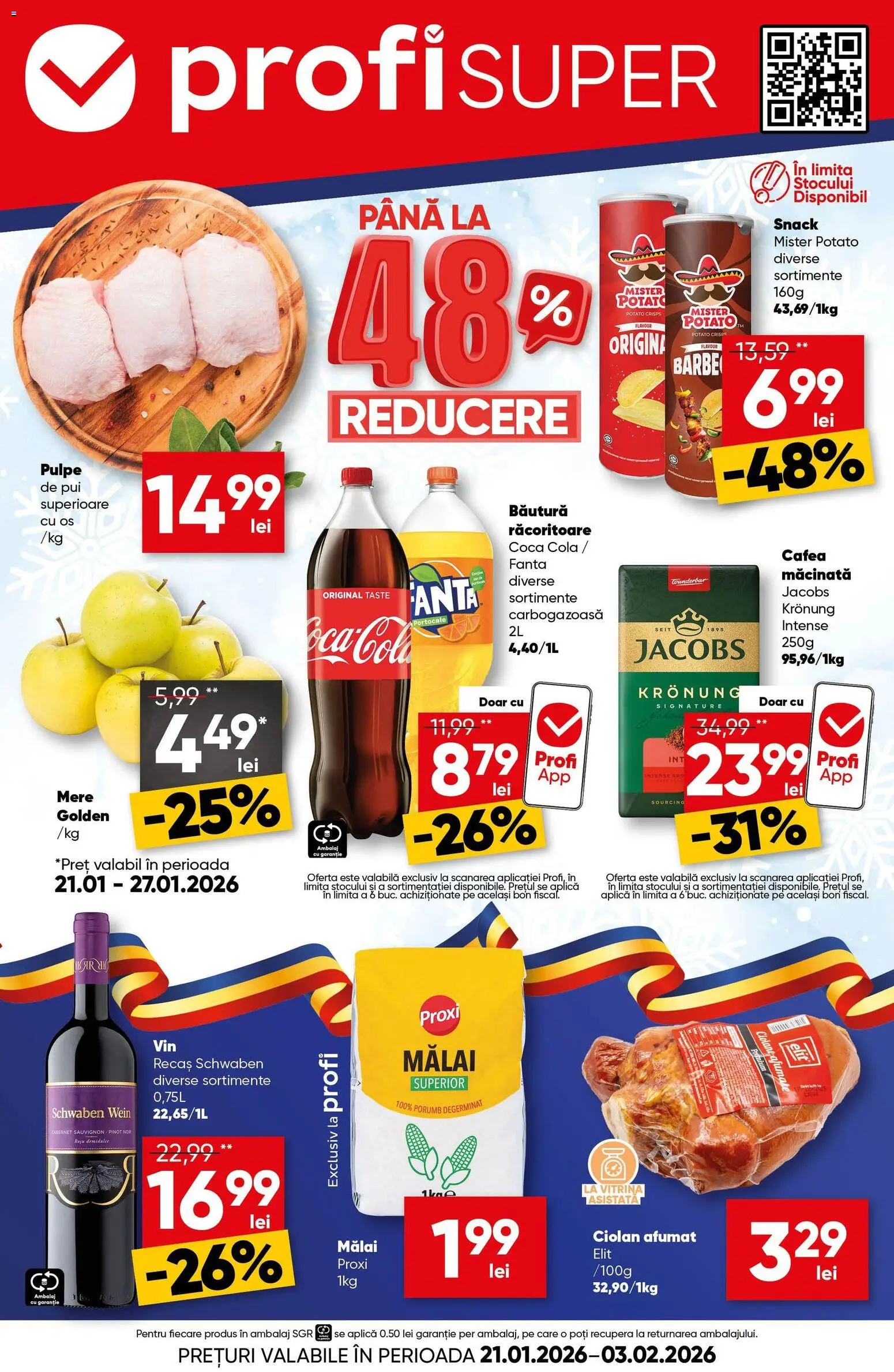 Catalog Profi 21 Ianuarie - 2 Februarie 2026 | Pagina 1 | Produse: Vitrină, Cafea, Mere, Portocale