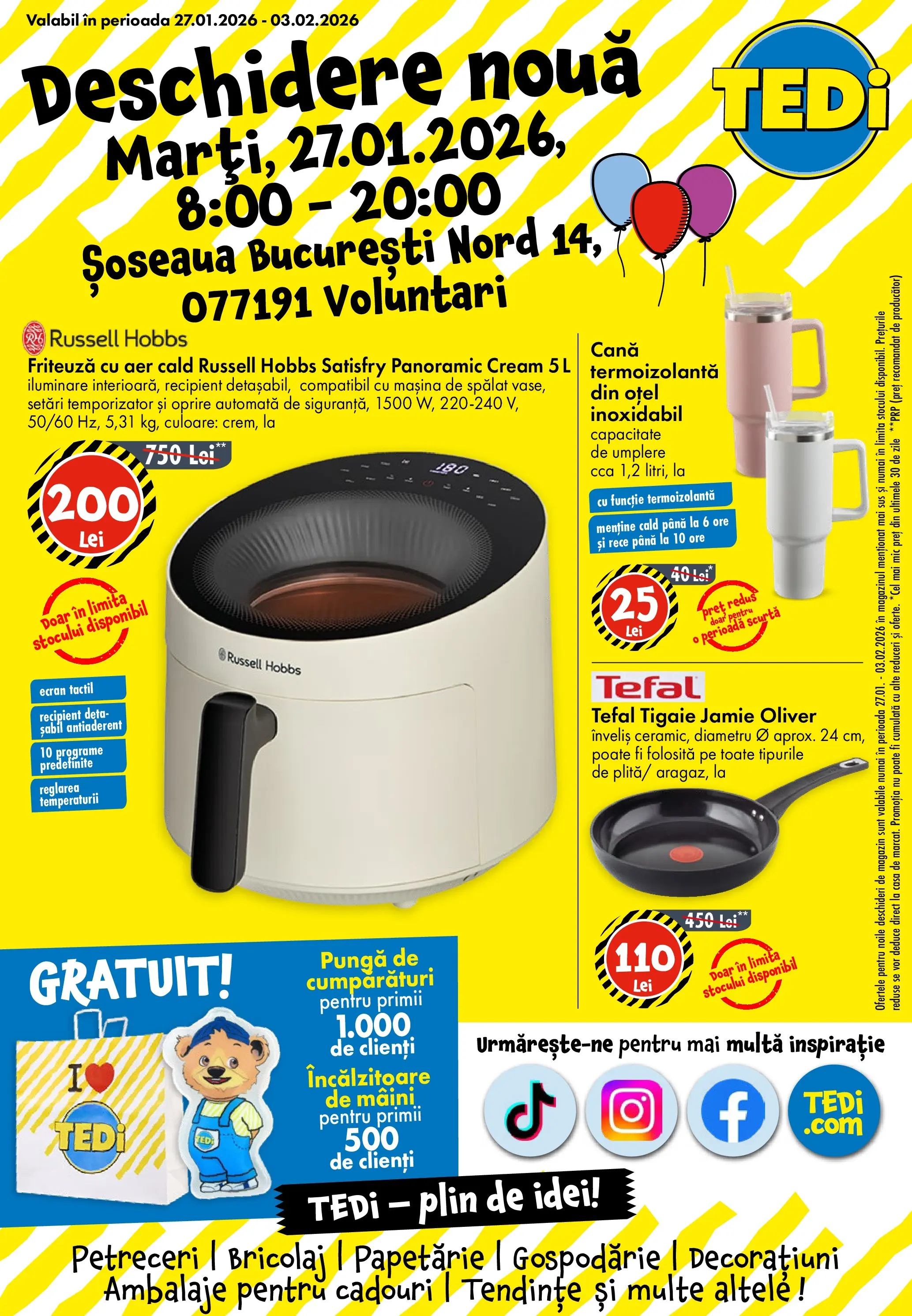 Catalog TEDi 27 Ianuarie - 2 Februarie 2026 | Pagina 1 | Produse: Pungă, Ginseng, Tigaie, Friteuză