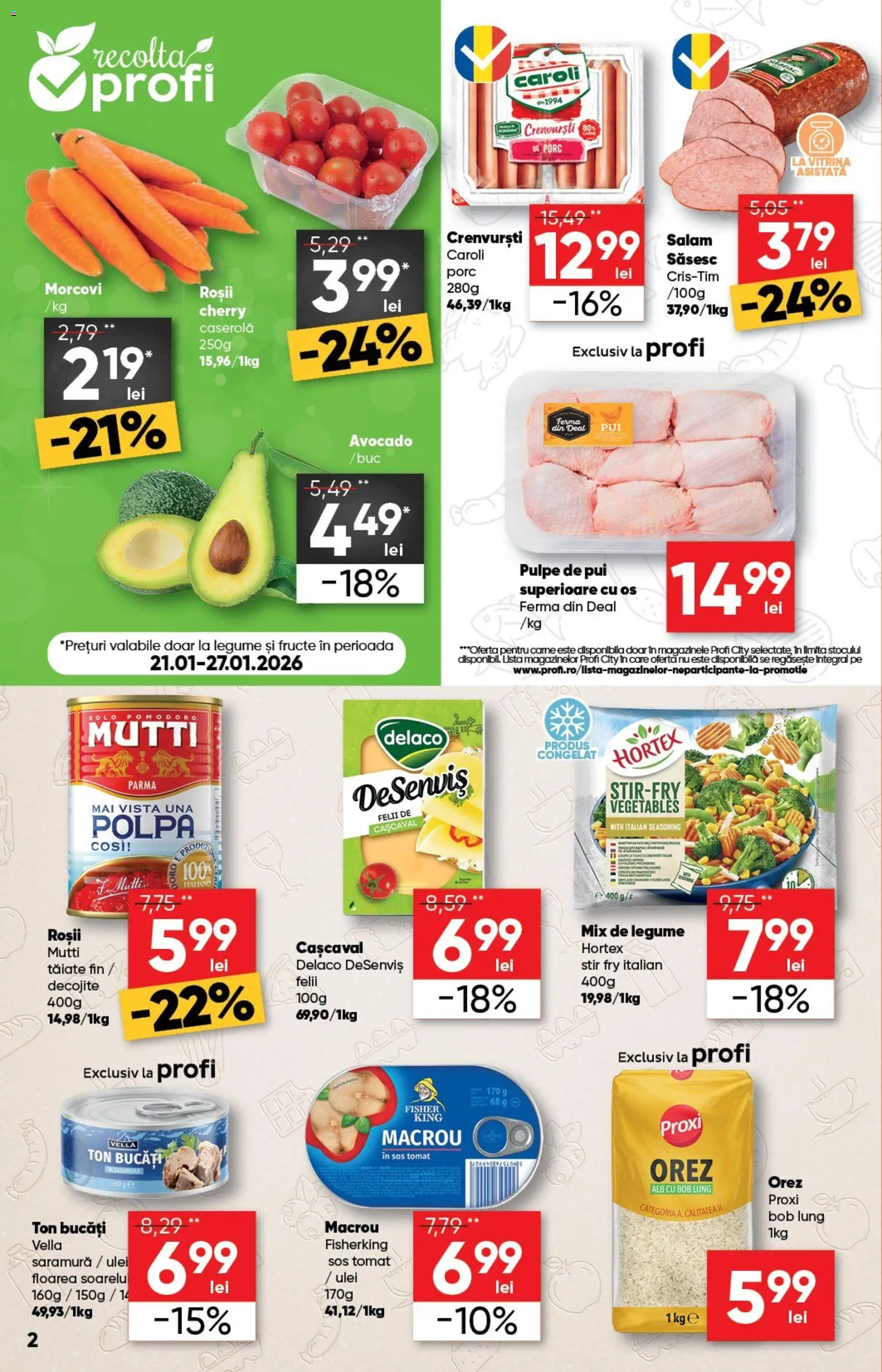 Catalog Profi 21 Ianuarie - 2 Februarie 2026 | Pagina 2 | Produse: Cașcaval, Roșii, Avocado, Fructe