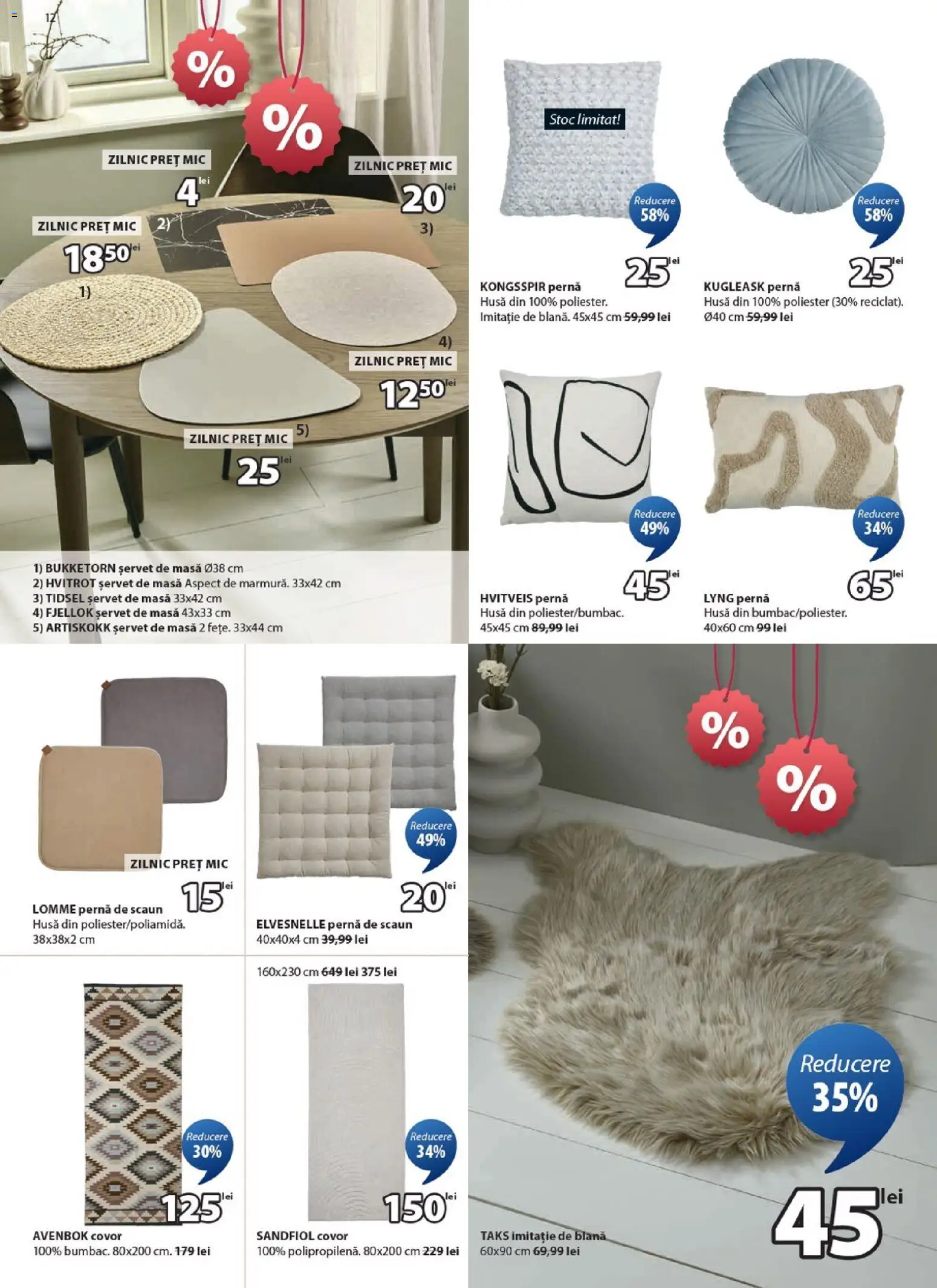 Catalog JYSK 24 Ianuarie - 21 Februarie 2026 | Pagina 12 | Produse: Pernă, Masă, Scaun, Covor