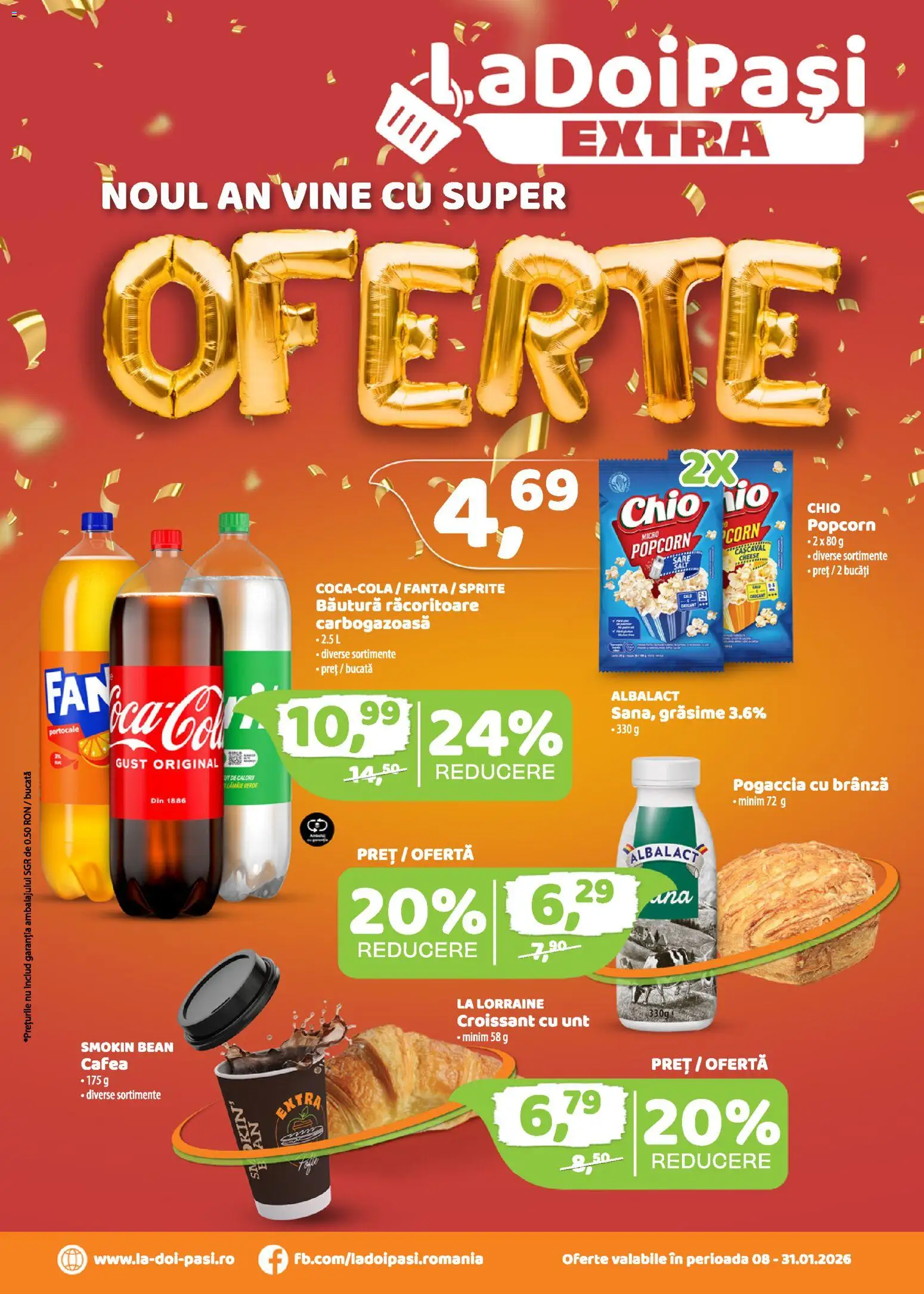 Catalog La Doi Pași 8 - 30 Ianuarie 2026 | Pagina 1 | Produse: Unt, Cafea, Portocale