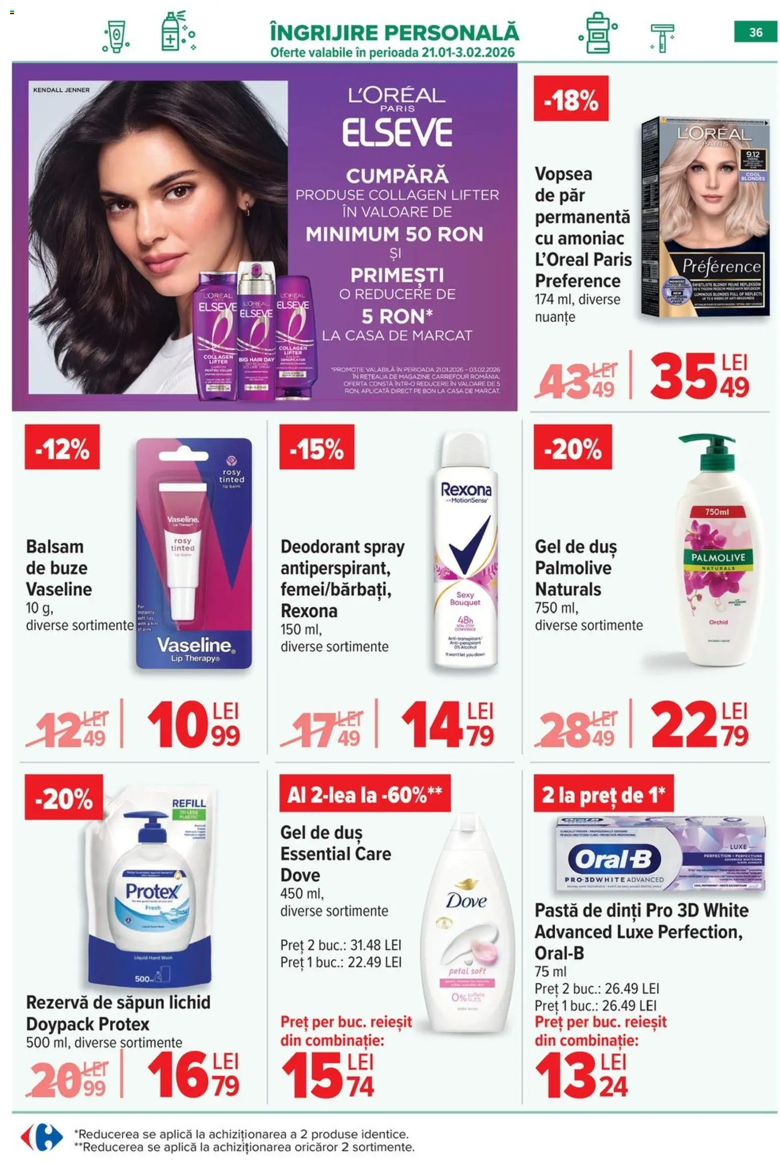 Catalog Carrefour 28 Ianuarie - 2 Februarie 2026 | Pagina 36 | Produse: Balsam, Săpun, Gel de duș, Deodorant