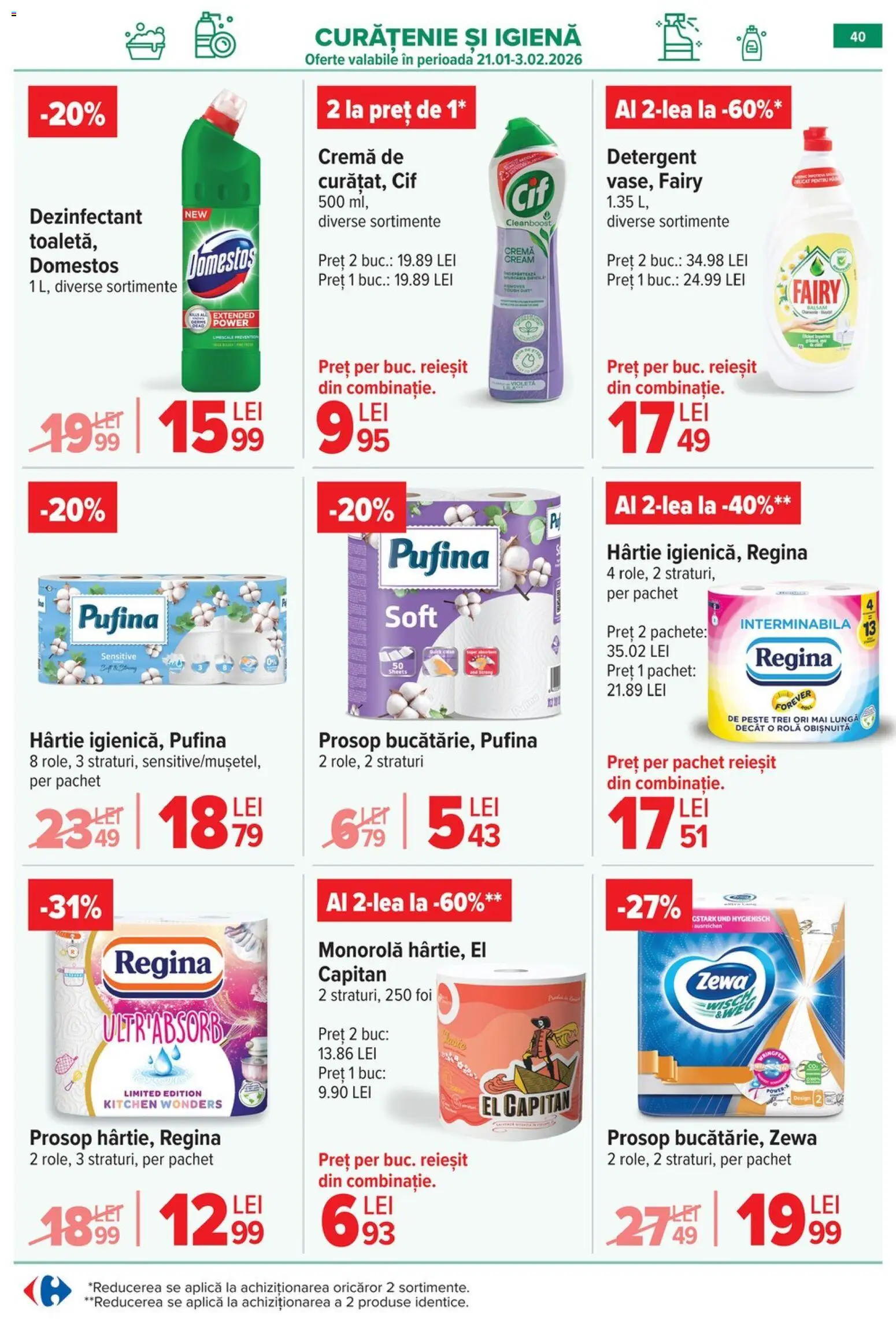 Catalog Carrefour 28 Ianuarie - 2 Februarie 2026 | Pagina 40 | Produse: Cremă, Pește, Detergent