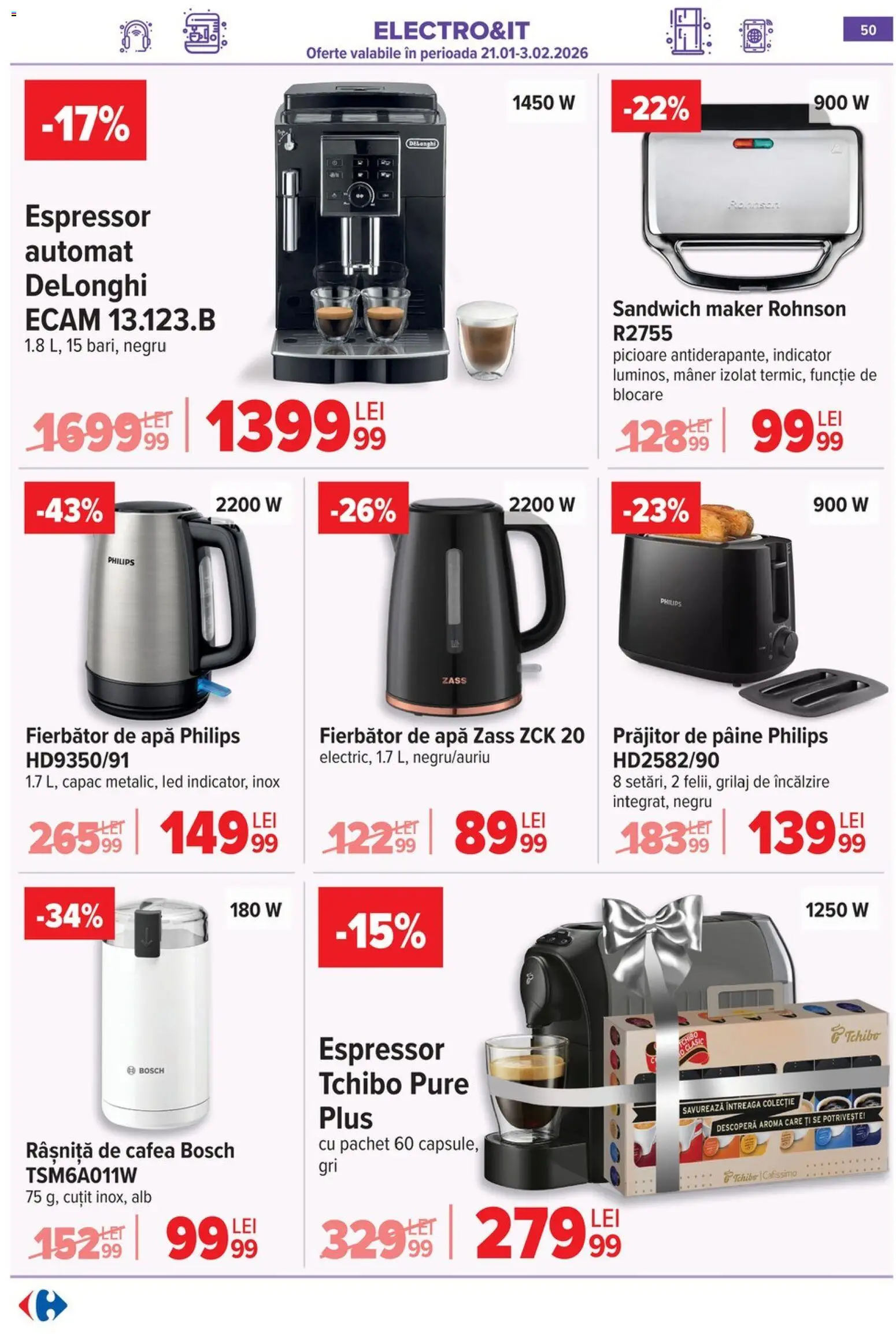 Catalog Carrefour 28 Ianuarie - 2 Februarie 2026 | Pagina 50 | Produse: Espressor, Enginar, Babak, Cuțit
