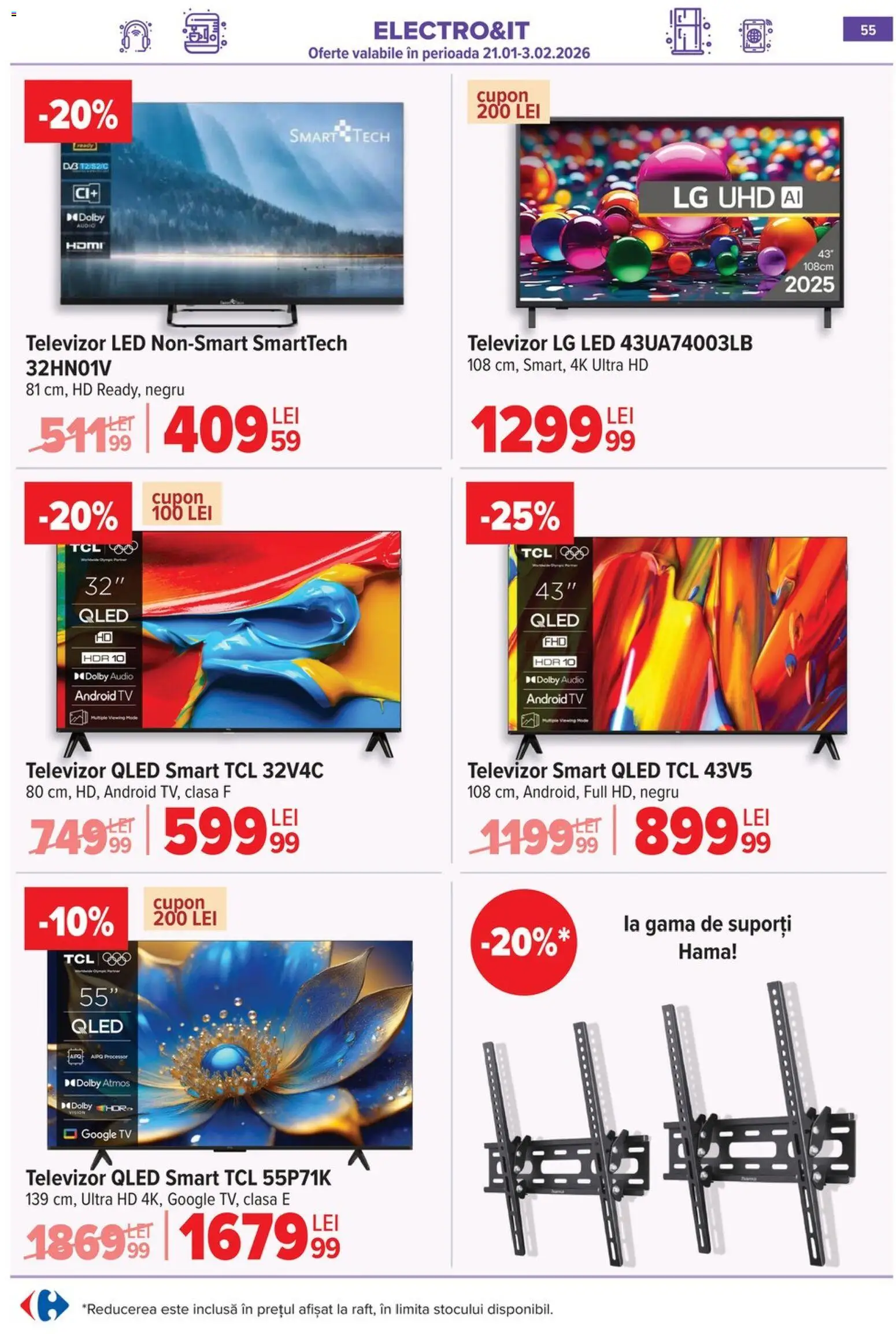 Catalog Carrefour 28 Ianuarie - 2 Februarie 2026 | Pagina 55 | Produse: Vestiyer, Televizor, Audio, Babak