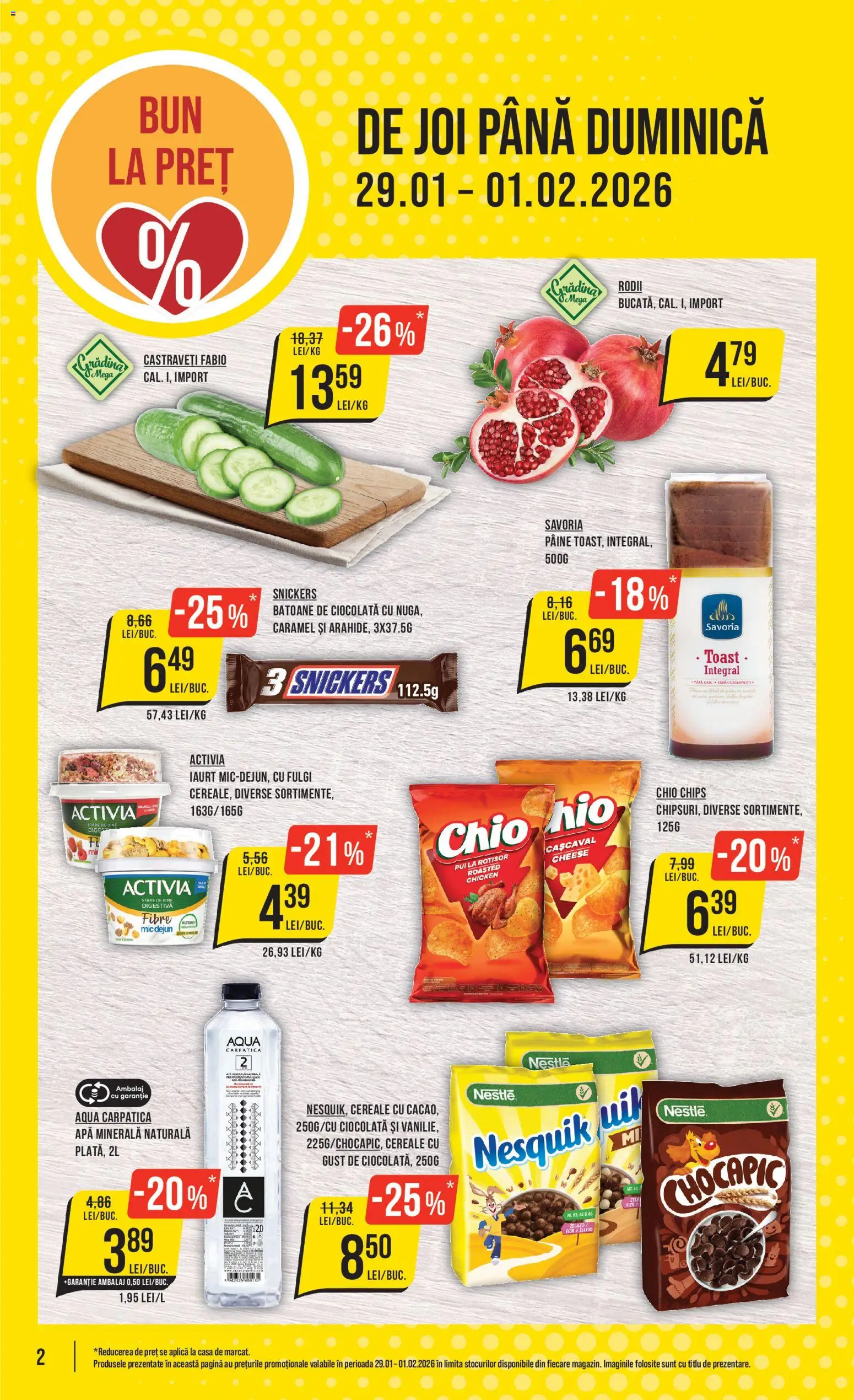 Catalog Mega Image 29 Ianuarie - 3 Februarie 2026 | Pagina 2 | Produse: Hacıyatmaz Kedi Oyuncağı, Cașcaval, Iaurt, Apă