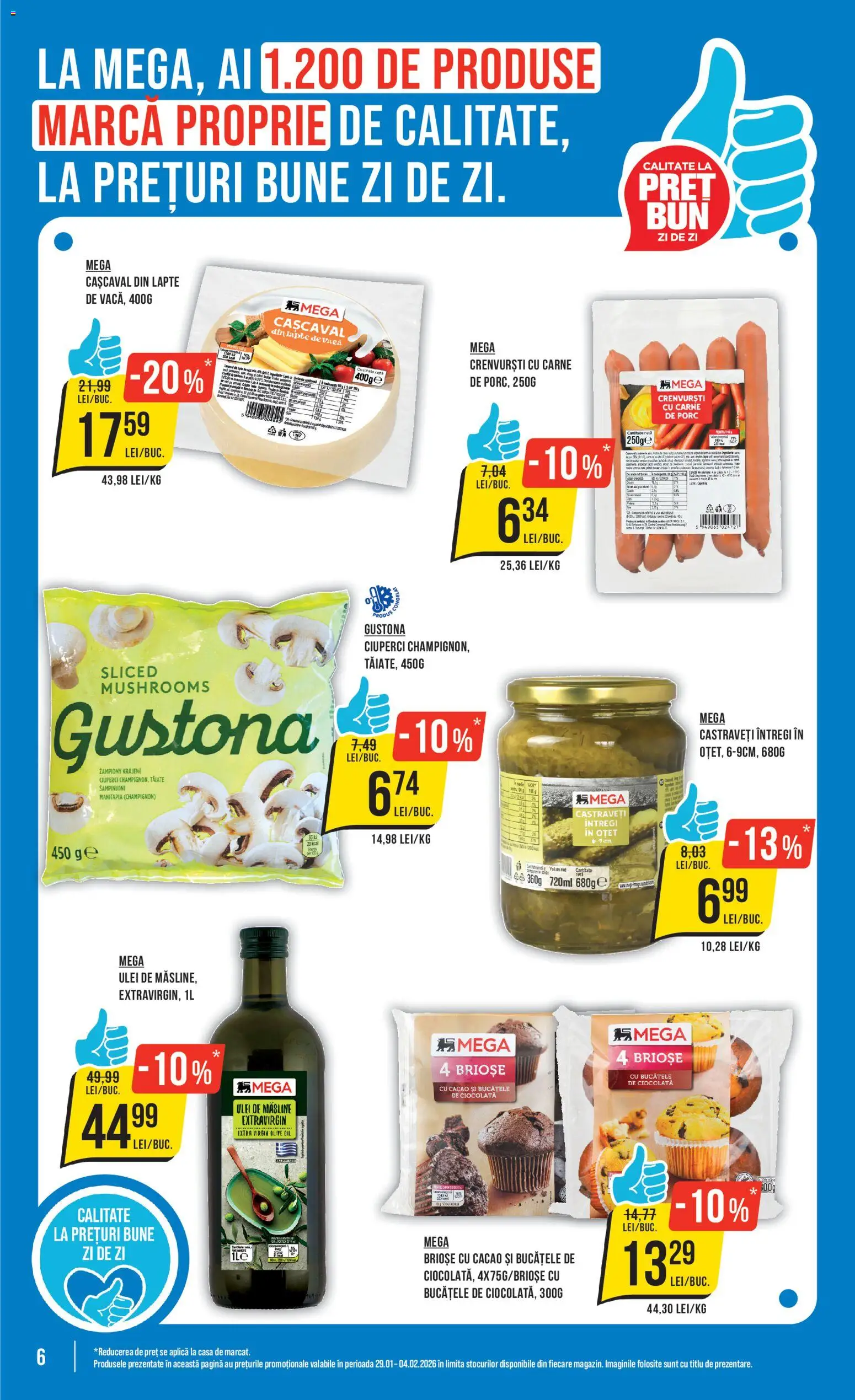 Catalog Mega Image 29 Ianuarie - 3 Februarie 2026 | Pagina 6 | Produse: Ciuperci, Crenvurști, Lapte, Oțet